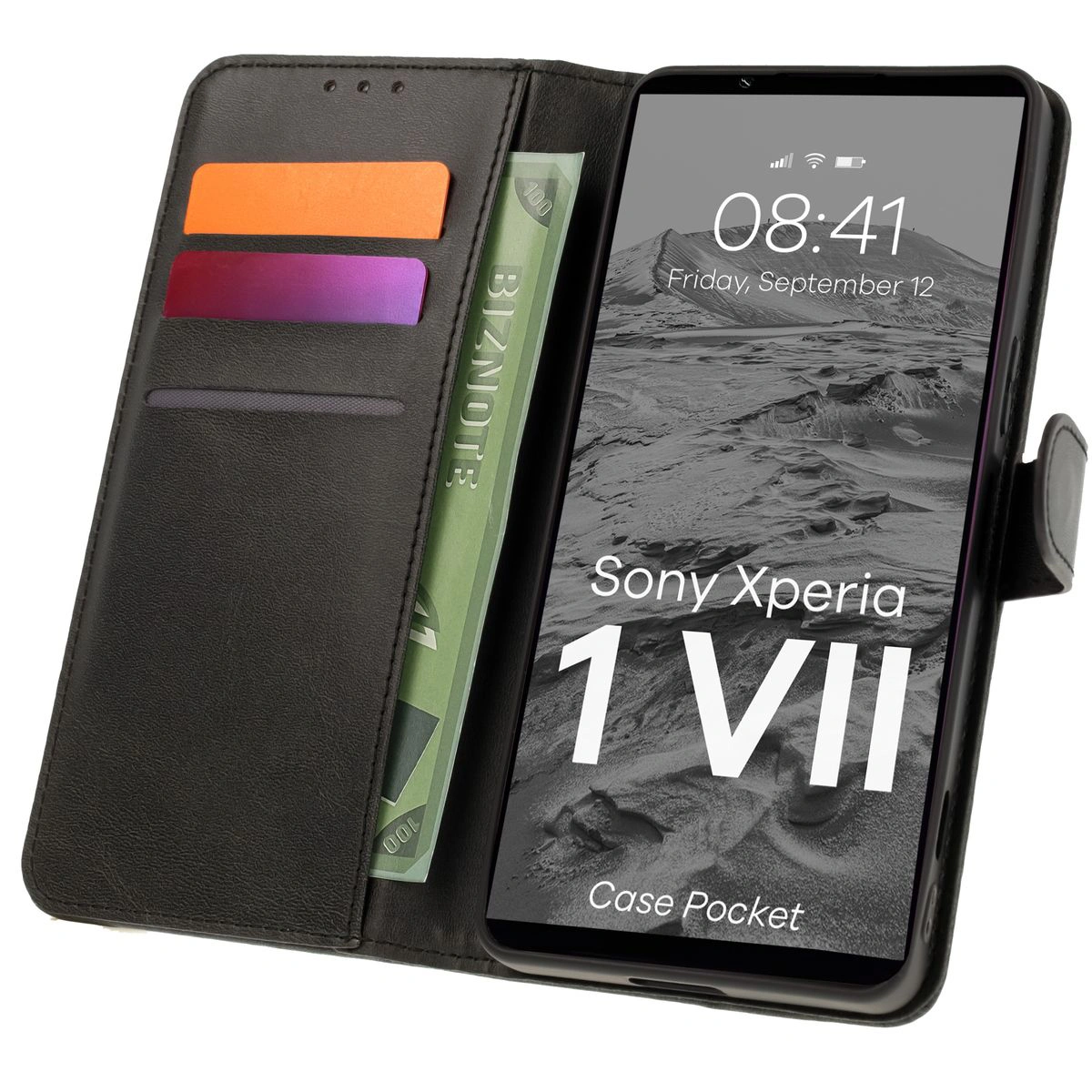 Etui z klapką z miejscem na karty Bizon Case Pocket do Sony Xperia 1 VII