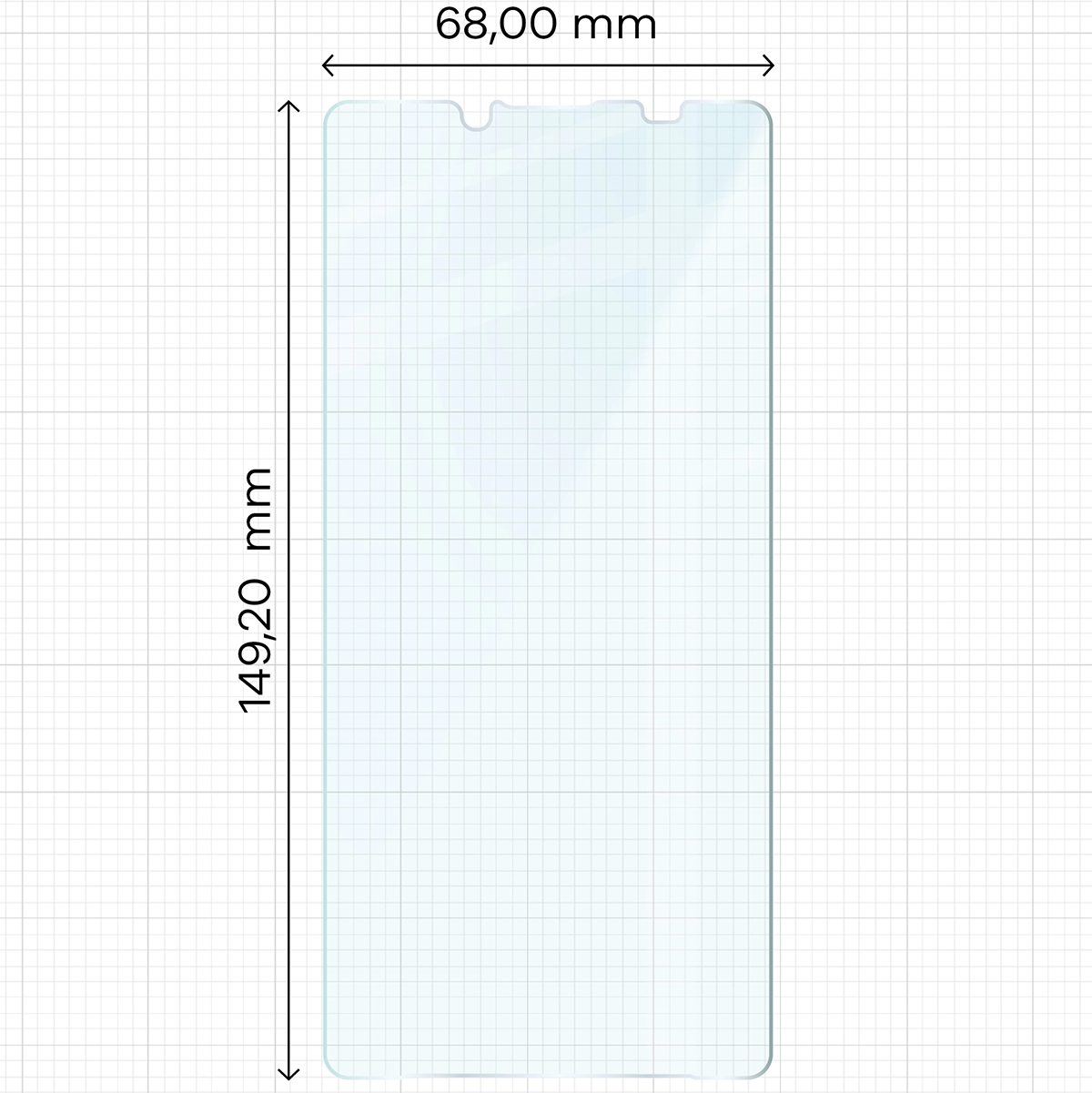 Miarka z wymiarami szkła hartowanego Bizon Glass Clear do Sony Xperia 10 VII