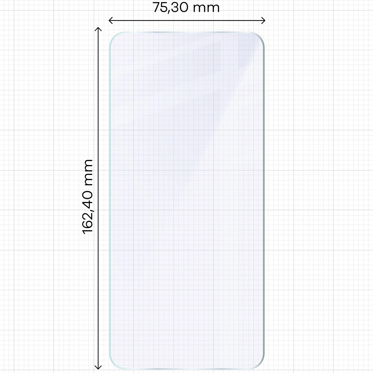 Miarka z wymiarami szkła hybrydowego Bizon Hybrid Mule Duo do T Phone 3 Pro
