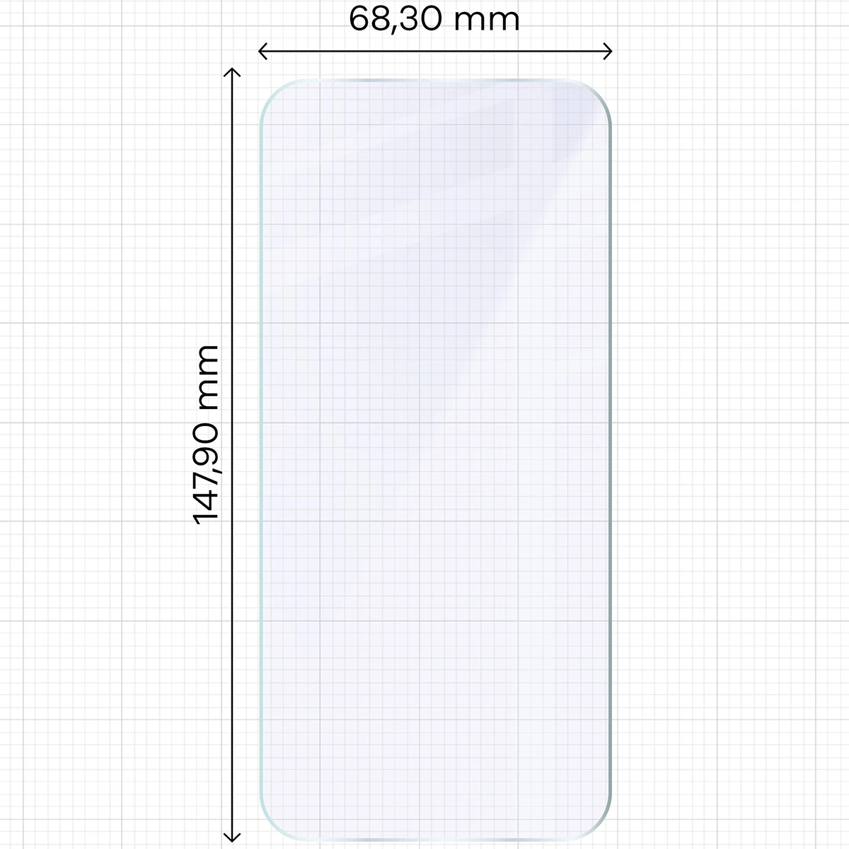 Miarka z wymiarami szkła hybrydowego Bizon Hybrid Mule do Vivo X200 FE