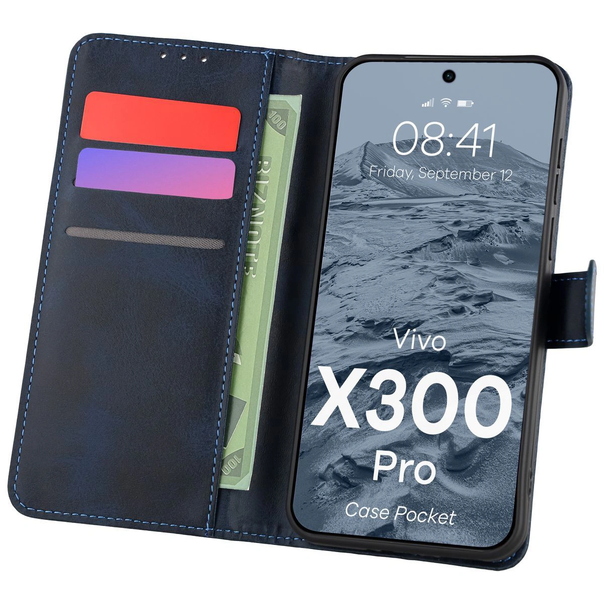 Etui z klapką z miejscem na karty Bizon Case Pocket do Vivo X300 Pro