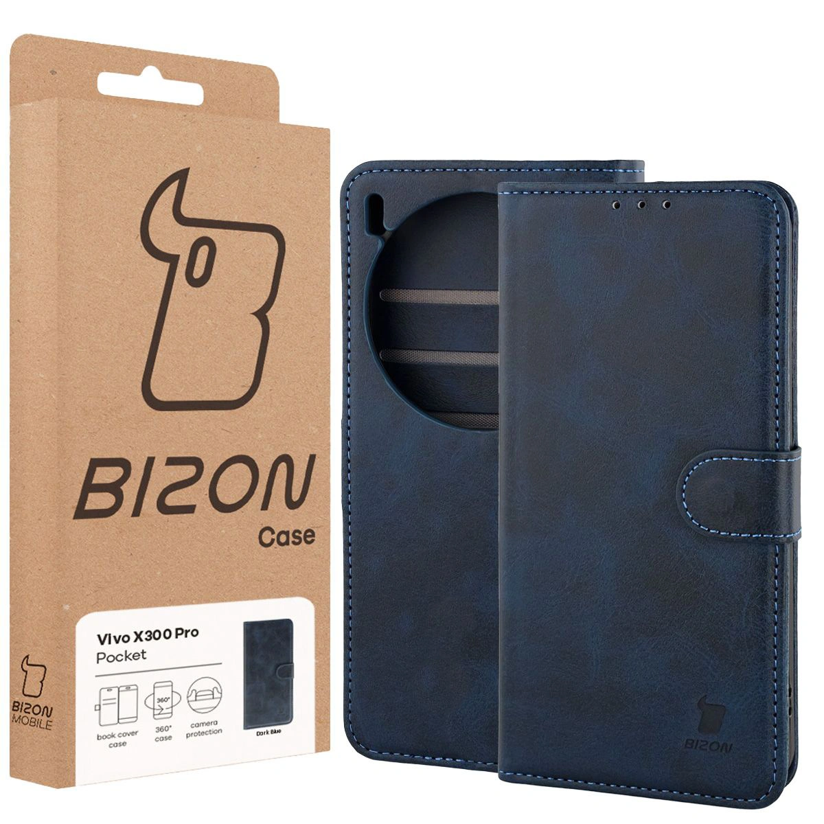 Przód pudełka Bizon Case z dedykowaną etykietą do Vivo X300 Pro