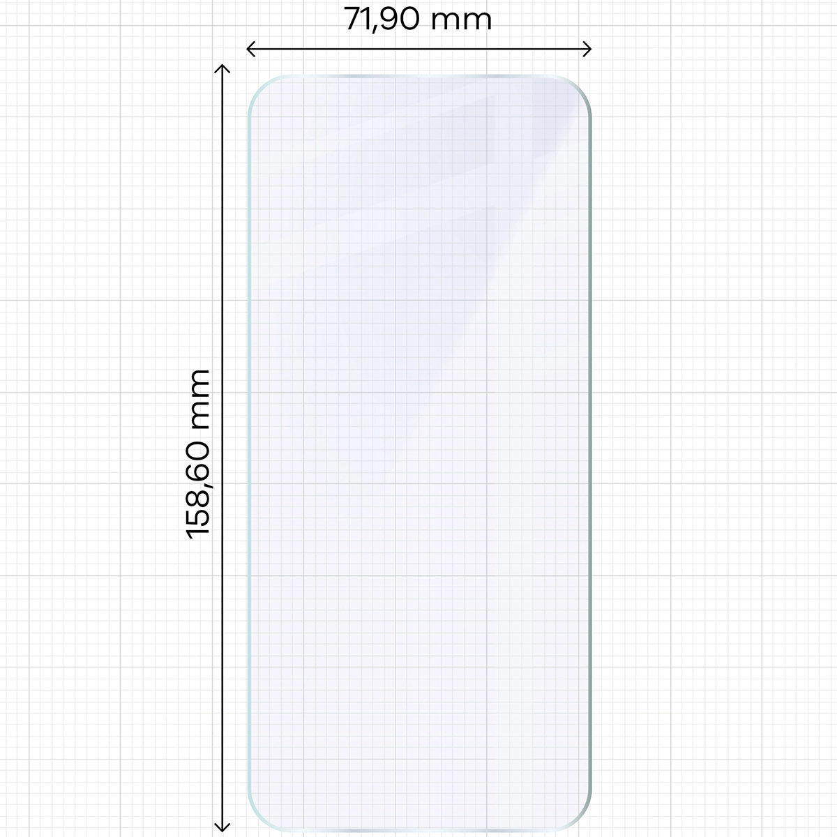 Miarka z wymiarami szkła hybrydowego Bizon Hybrid Mule do Vivo X300 Pro