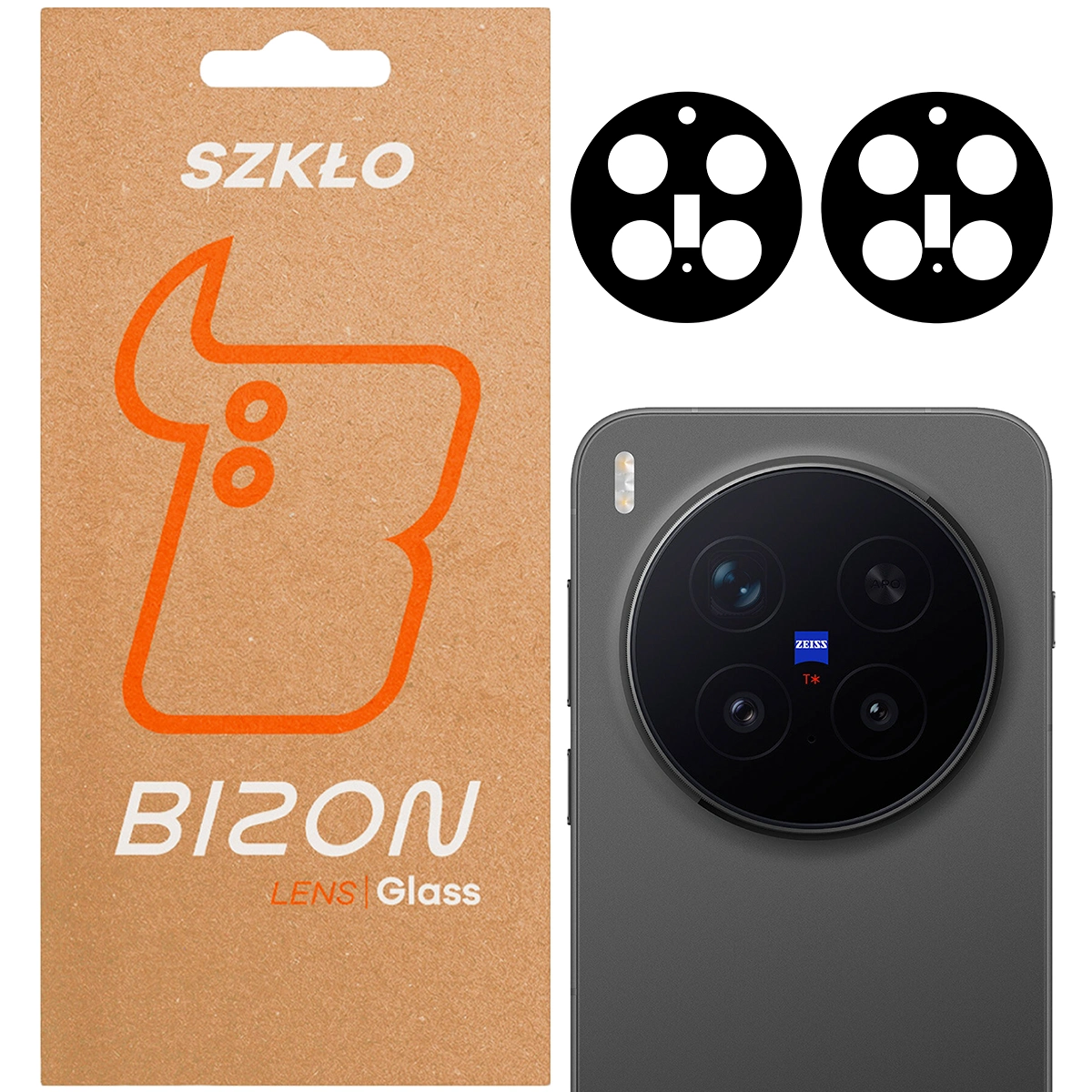 Pudełko i 2 sztuki szkła na aparat Bizon Glass Lens do Vivo X300 Pro
