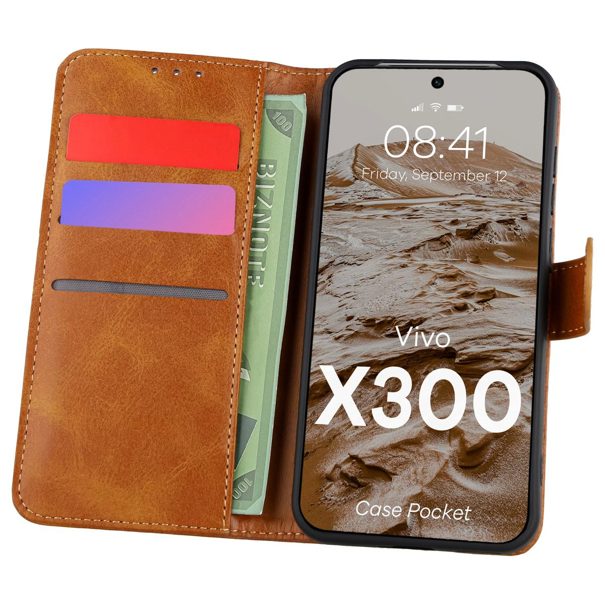 Etui z klapką z miejscem na karty Bizon Case Pocket do Vivo X300