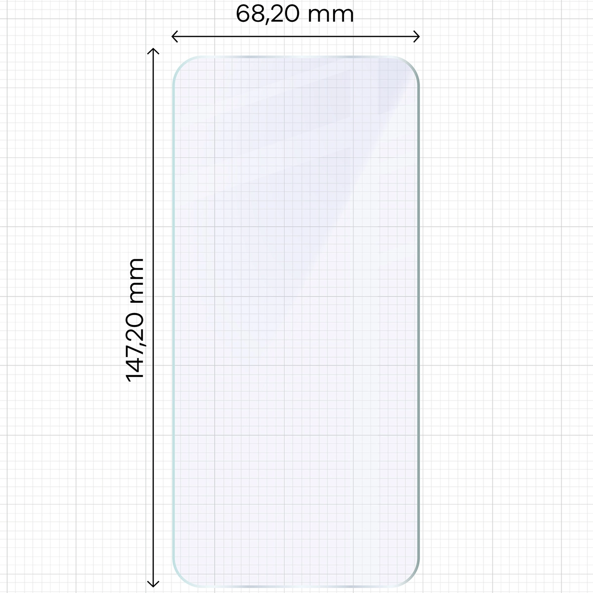 Miarka z wymiarami szkła hybrydowego Bizon Hybrid Mule do Vivo X300