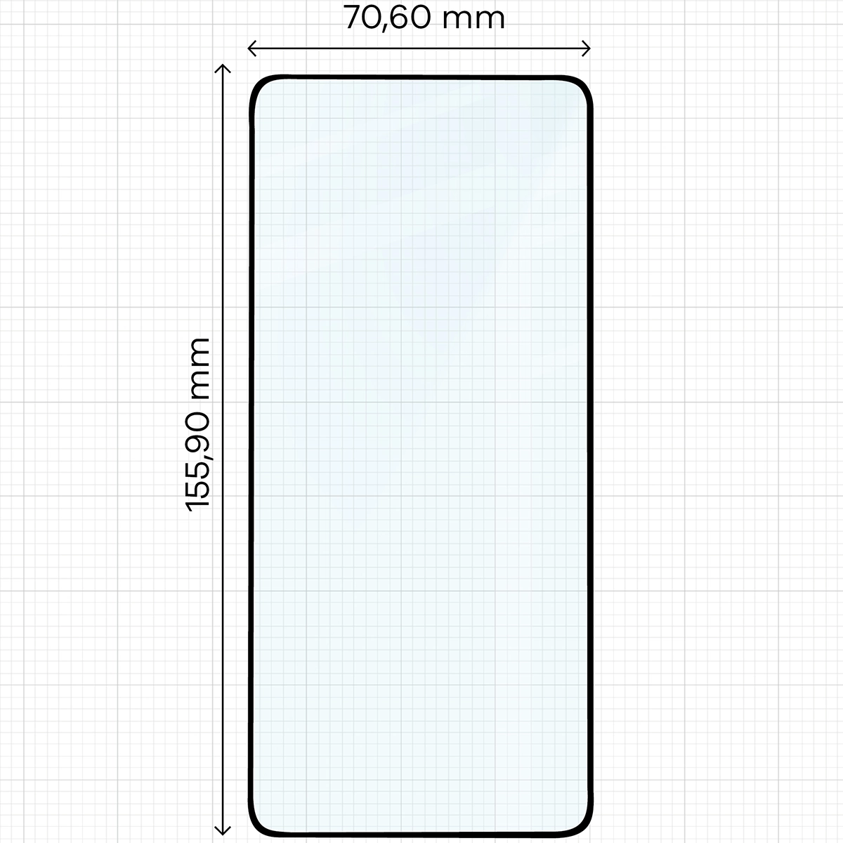Miarka z wymiarami szkła hartowanego Bizon Glass Edge do Xiaomi 14T Pro