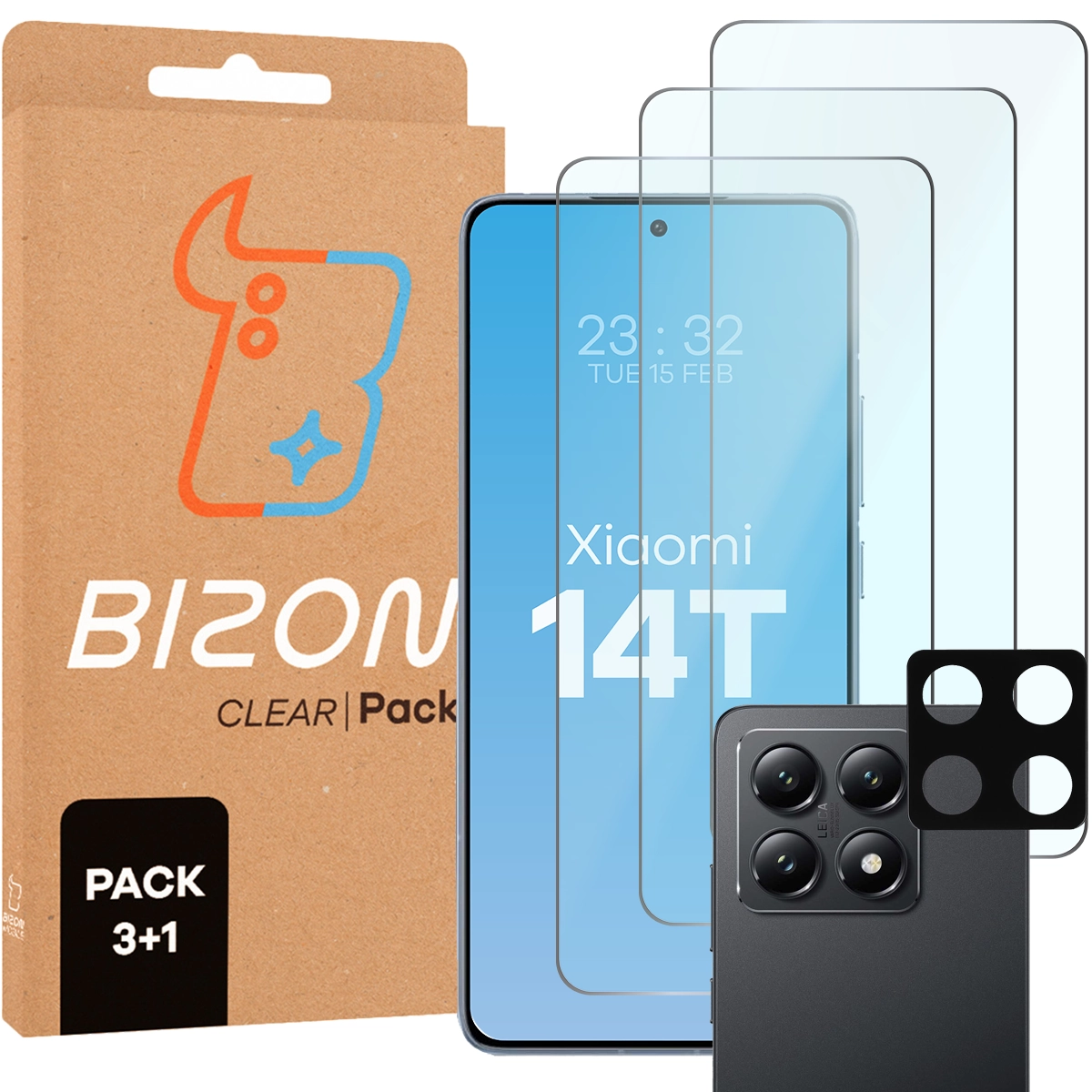 Pudełko i zestaw szkieł do Xiaomi 14T: 2x szkło hartowane i lens