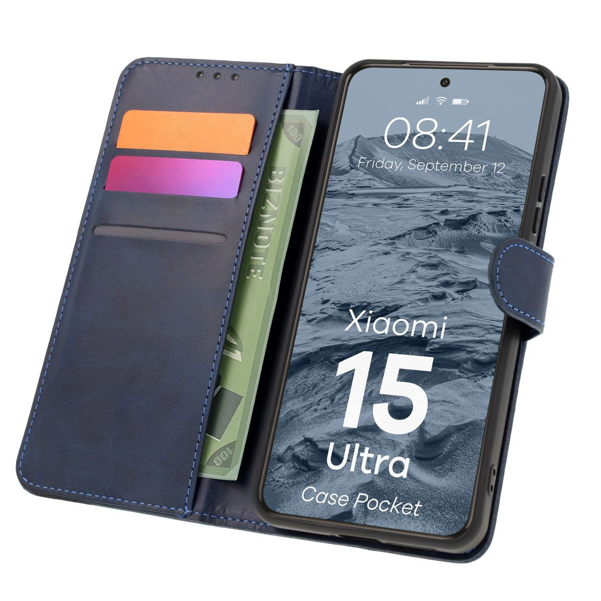 Etui z klapką z miejscem na karty Bizon Case Pocket do Xiaomi 15 Ultra