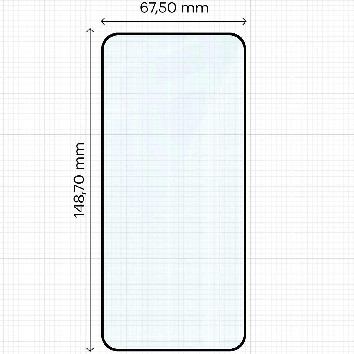 Miarka z wymiarami szkła hartowanego Bizon Glass Edge do Xiaomi 15
