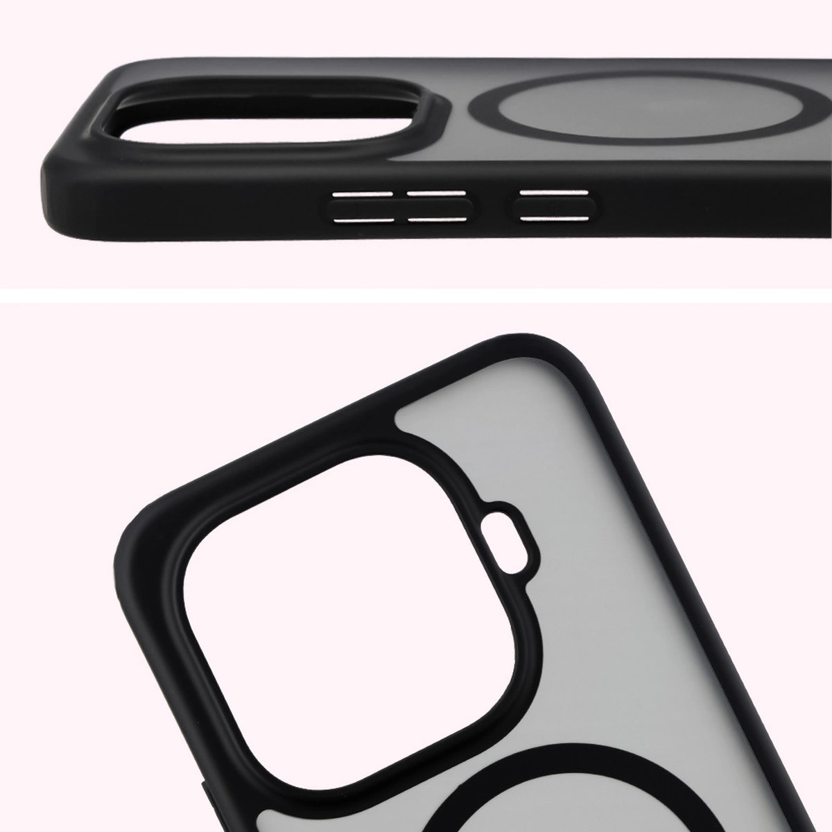Pełne wycięcie i podwyższone krawędzie aparatu w etui Bizon Case MatteO do Xiaomi 15T Pro