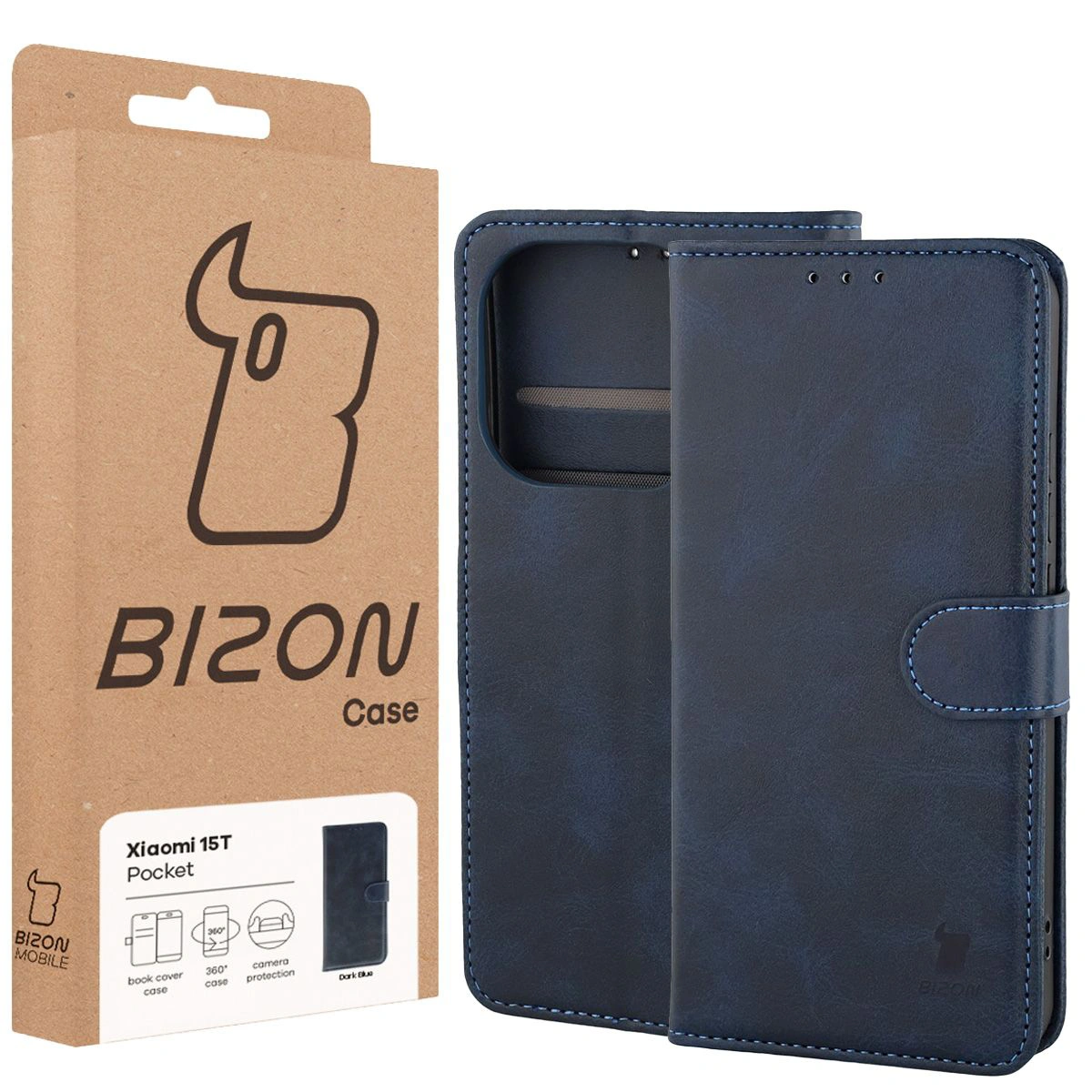 Przód pudełka Bizon Case z dedykowaną etykietą do Xiaomi 15T