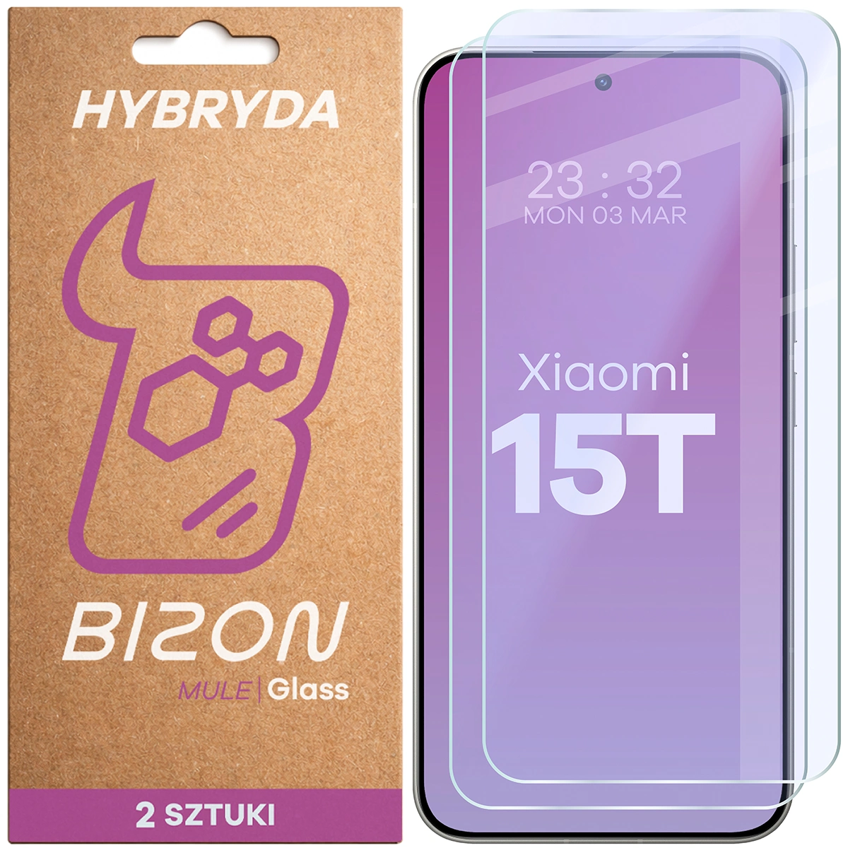 Elastyczne szkło hybrydowe Bizon Hybrid Mule Duo do Xiaomi 15T, 2 sztuki