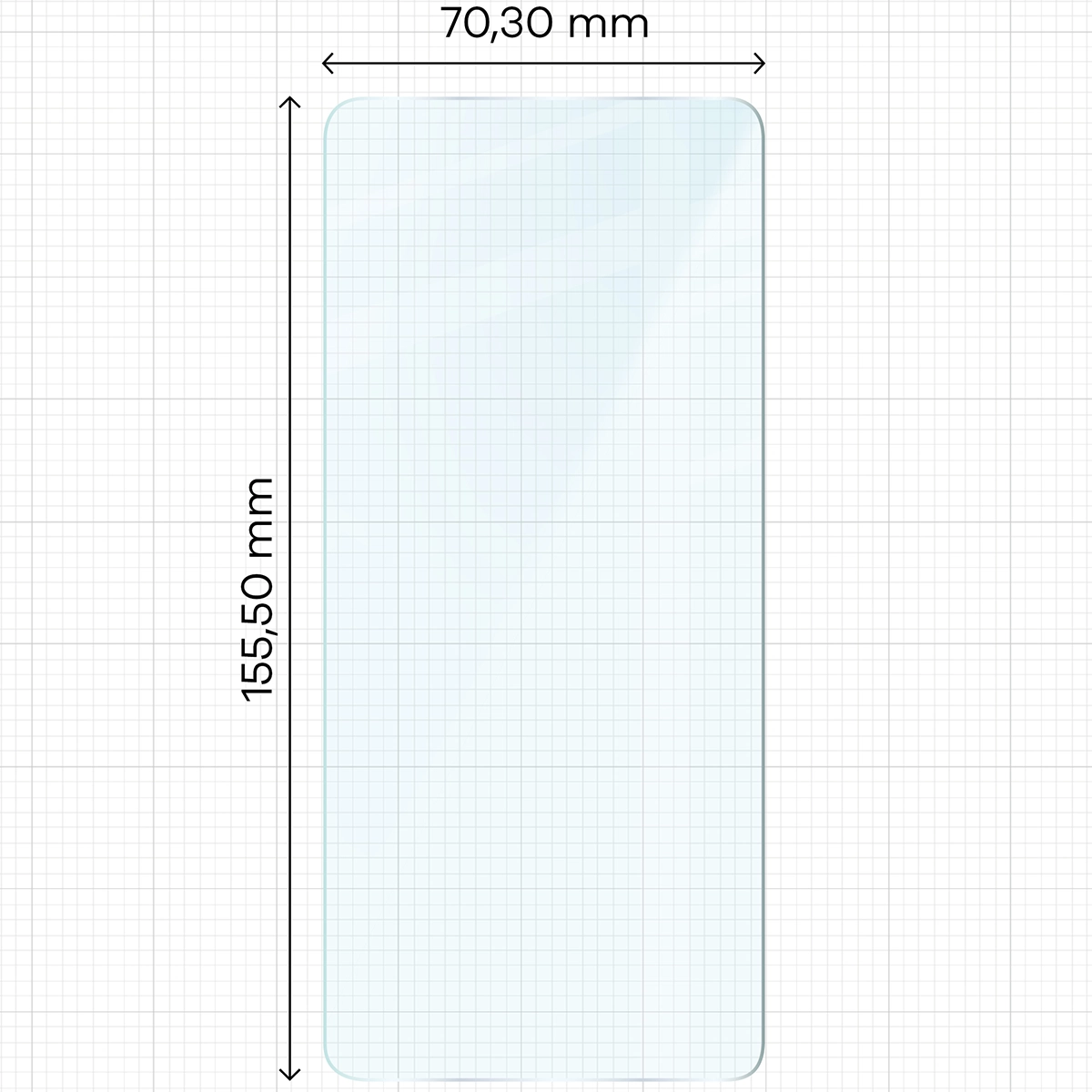Miarka z wymiarami szkła hartowanego Bizon Glass Clear Duo do Xiaomi POCO F7 Pro / Xiaomi POCO F7 Ultra