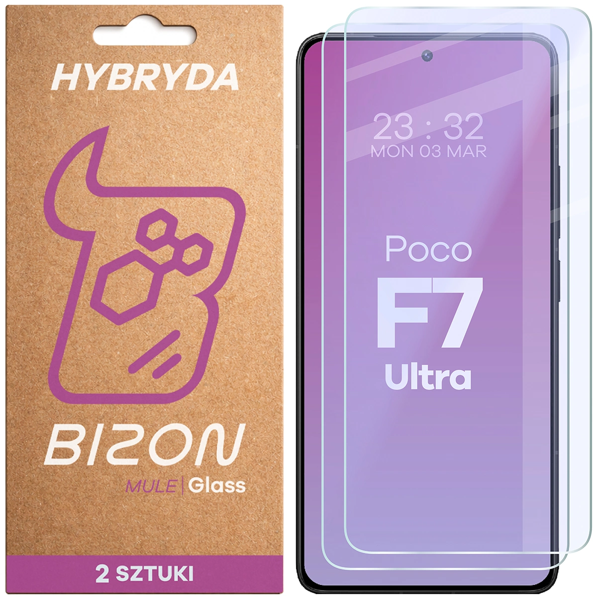 Elastyczne szkło hybrydowe Bizon Hybrid Mule Duo do Xiaomi POCO F7 Ultra, 2 sztuki