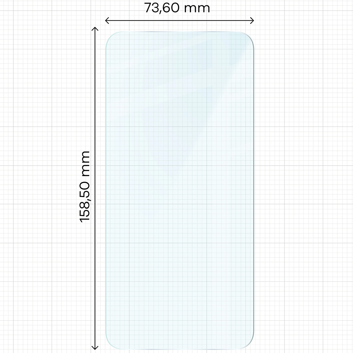 Miarka z wymiarami szkła hartowanego Bizon Glass Clear do Xiaomi POCO F7