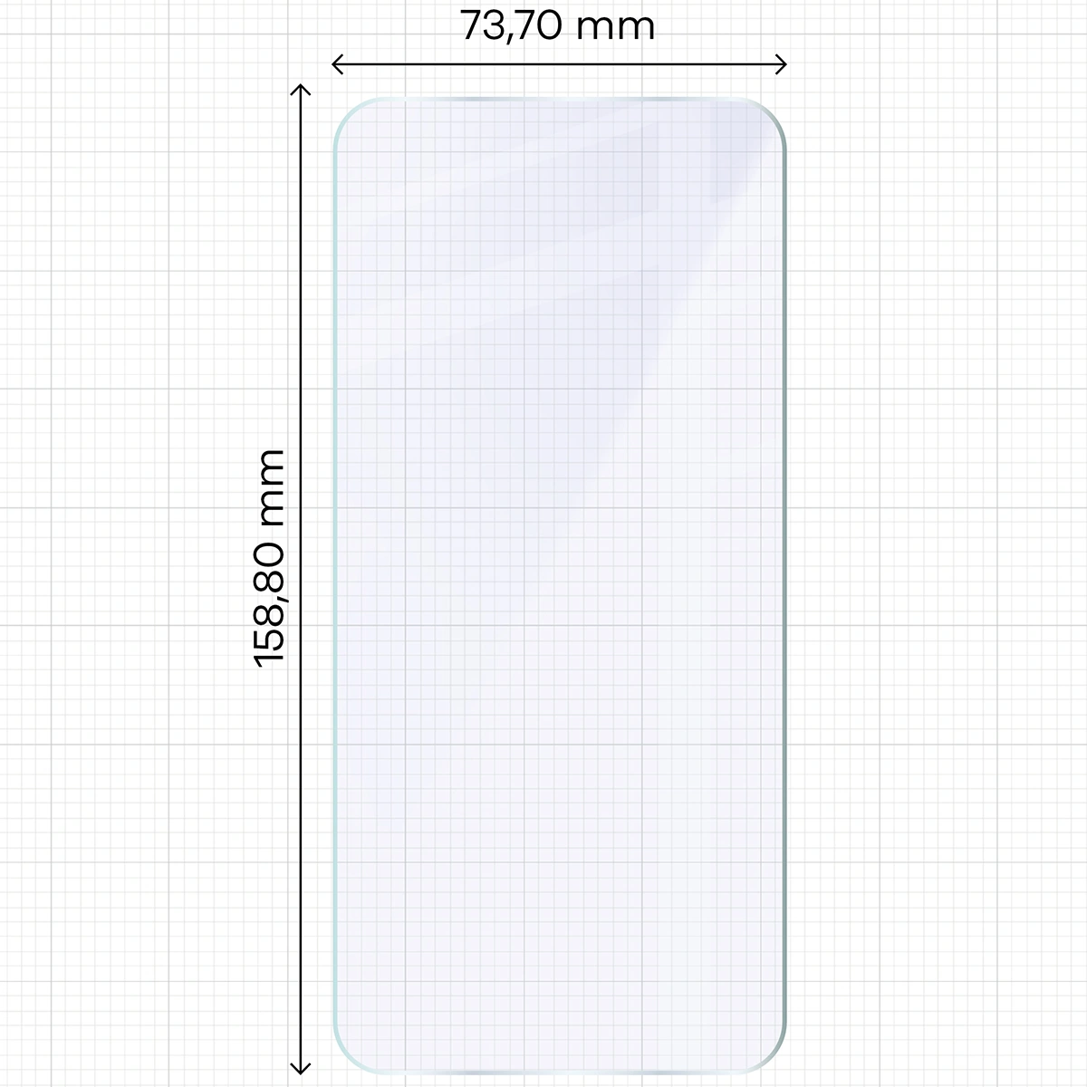 Miarka z wymiarami szkła hybrydowego Bizon Hybrid Mule Duo do Xiaomi POCO F7