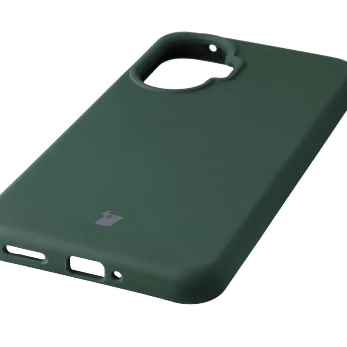 Zbliżenie na precyzyjne wycięcia i możliwość ładowania indukcyjnego w etui Bizon Soft Case do Xiaomi POCO F7