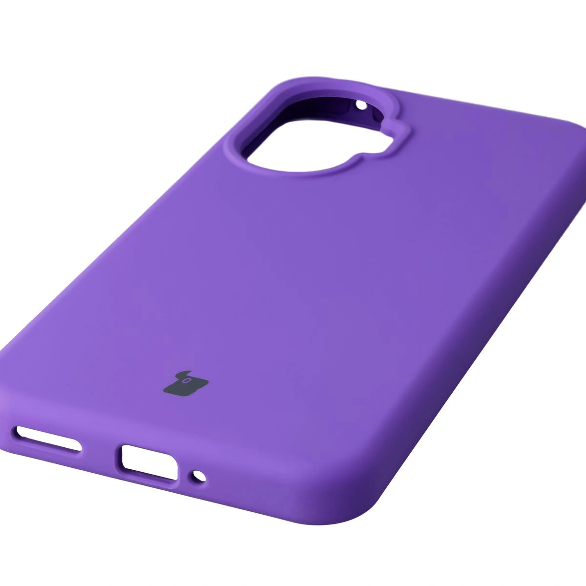Zbliżenie na precyzyjne wycięcia i możliwość ładowania indukcyjnego w etui Bizon Soft Case do Xiaomi POCO F7