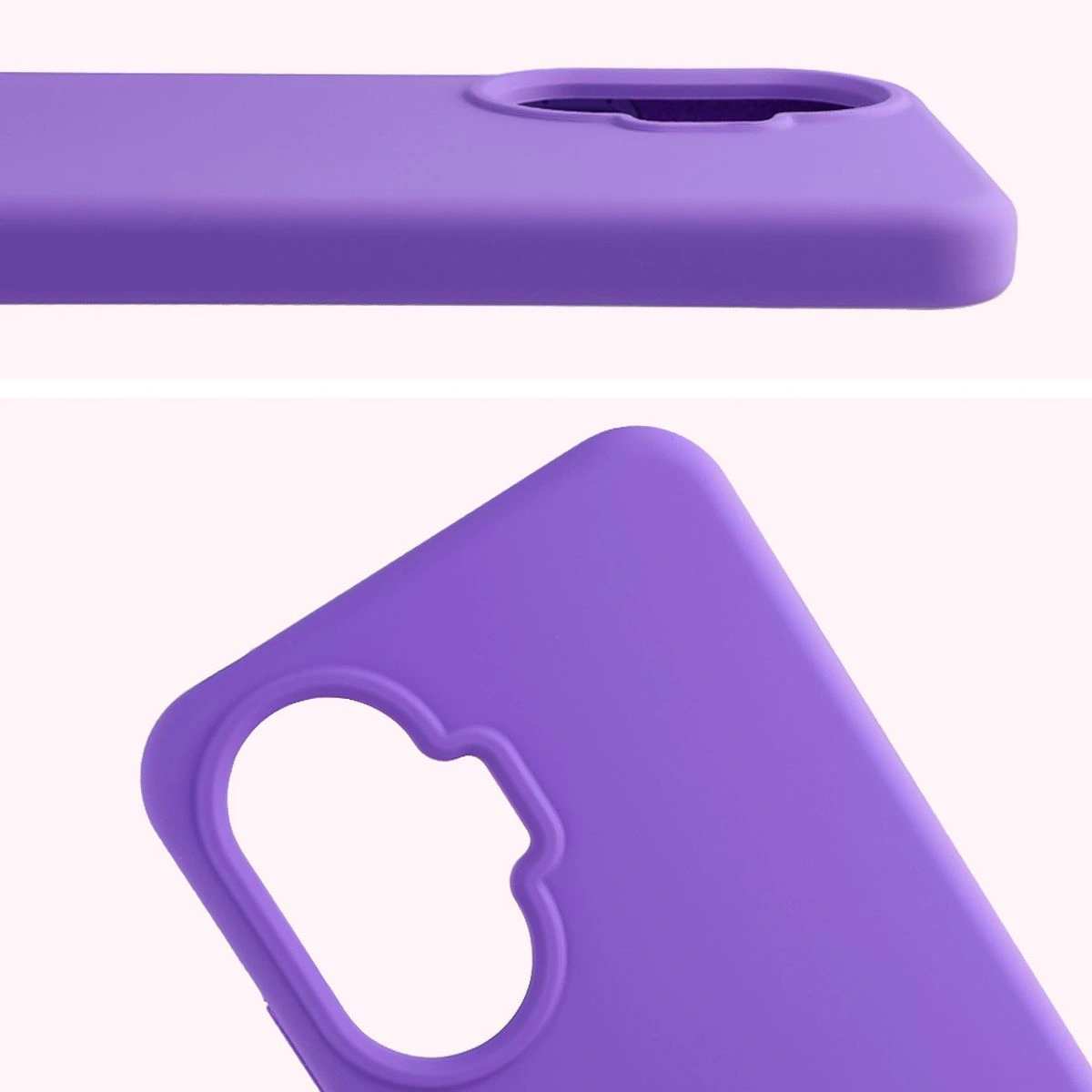 Zbliżenie na wycięcie na obiektywy w etui Bizon Soft Case do Xiaomi POCO F7