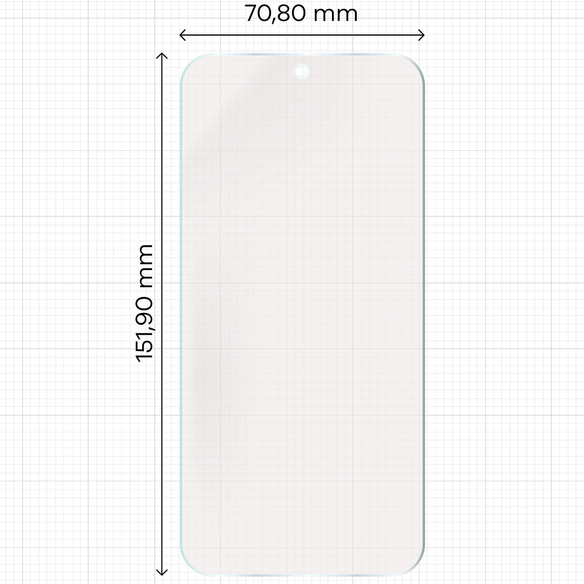 Miarka z wymiarami folii matowej Bizon Film Sun Duo do Xiaomi POCO F8 Pro
