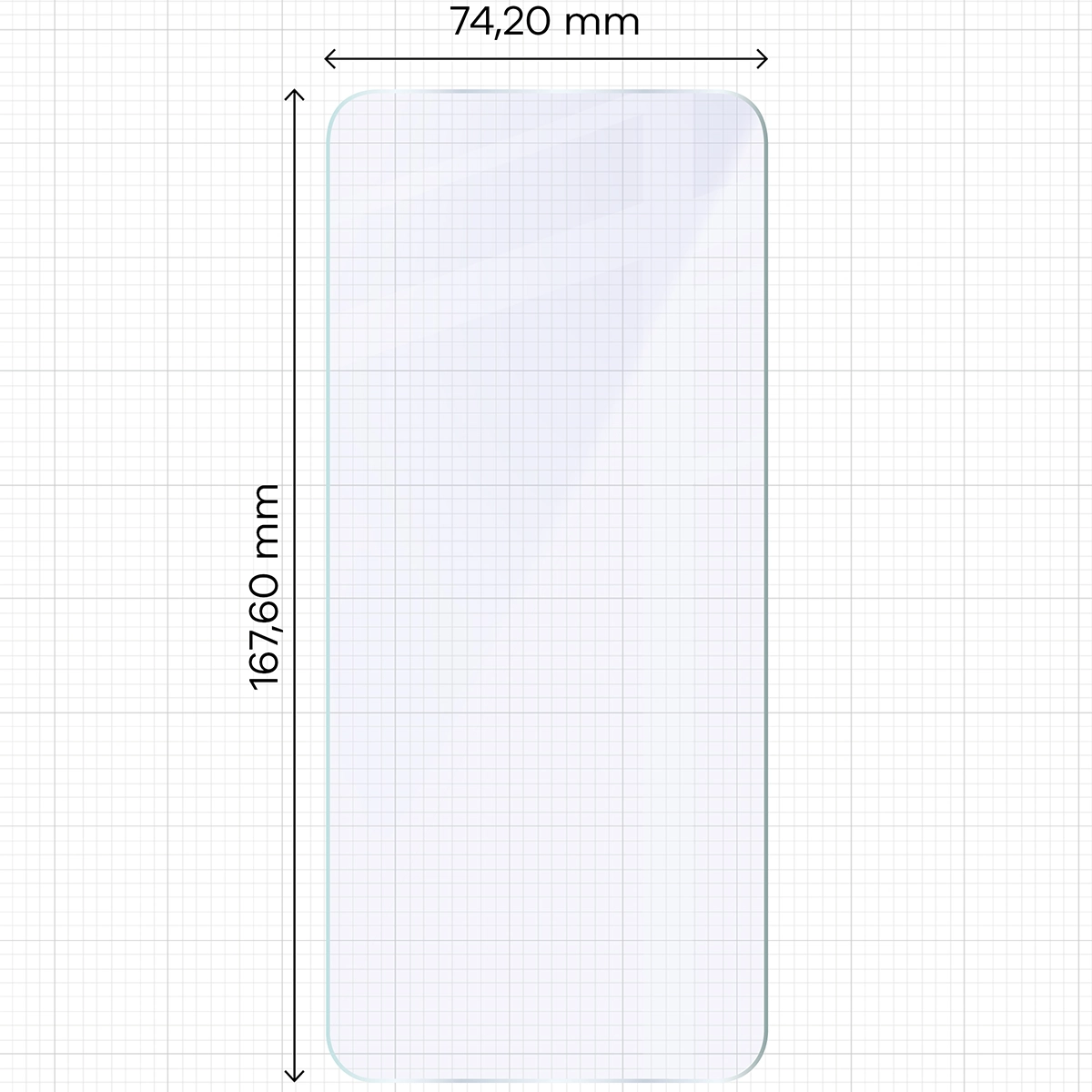 Miarka z wymiarami szkła hybrydowego Bizon Hybrid Mule Duo do Xiaomi POCO M7 5G
