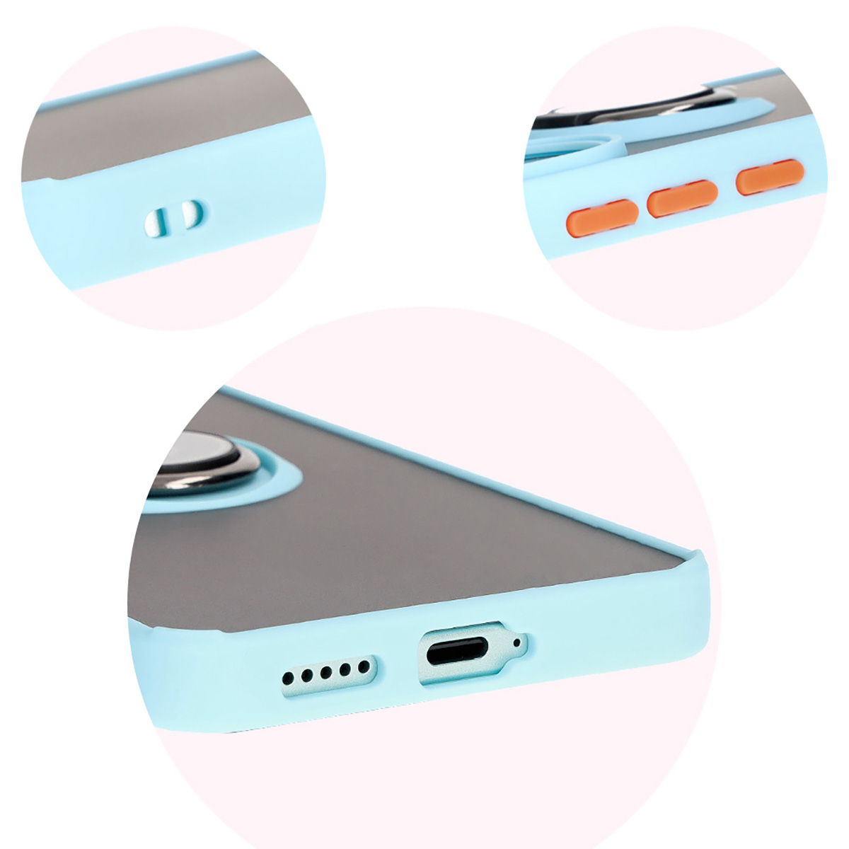 Precyzyjne wycięcia, zintegrowane osłony oraz wycięcie na smyczkę w etui Bizon Case Hybrid Ring