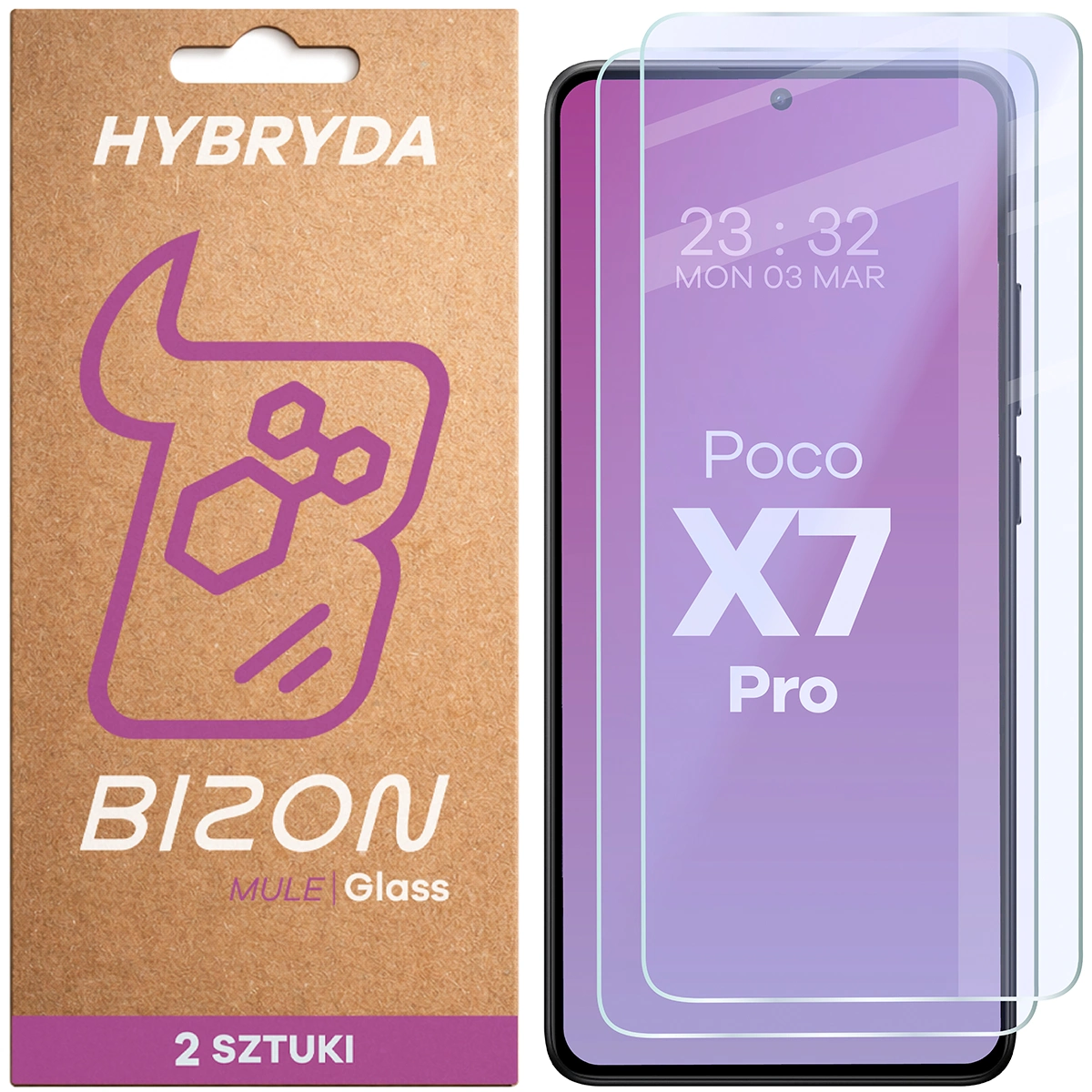 Elastyczne szkło hybrydowe Bizon Hybrid Mule Duo do Xiaomi POCO X7 Pro, 2 sztuki