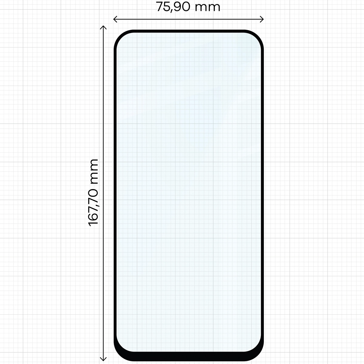 Miarka z wymiarami szkła hartowanego Bizon Glass Edge do Xiaomi Redmi 15C 4G / 5G