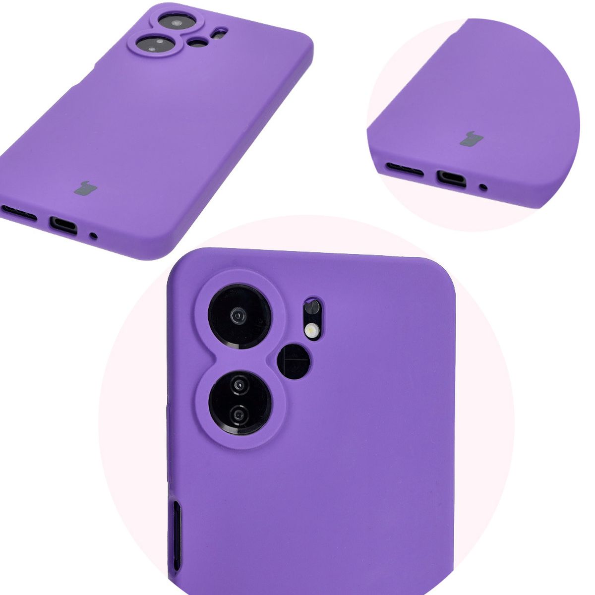 Zbliżenie na precyzyjne wycięcia i możliwość ładowania indukcyjnego w etui Bizon Soft Case