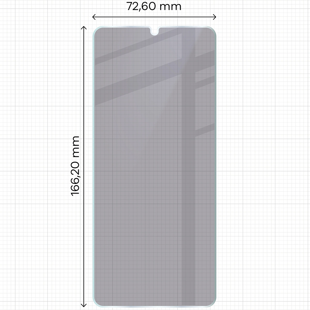 Wymiary szkła Bizon Hybrid Shadow do Xiaomi Redmi 14C 4G / 5G