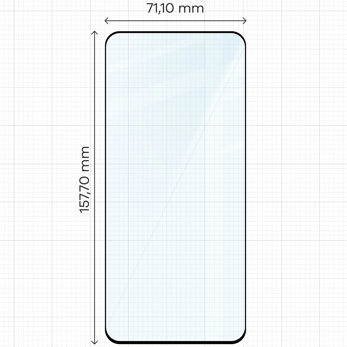 Miarka z wymiarami szkła hartowanego Bizon Glass Edge do Xiaomi Redmi Note 14 5G