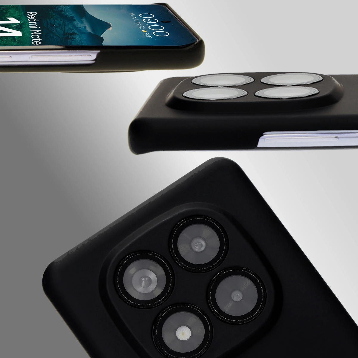 Dedykowane wycięcia i podwyższone krawędzie aparatu i ekranu w etui Bizon Case Łupka do Xiaomi Redmi Note 14 Pro 5G