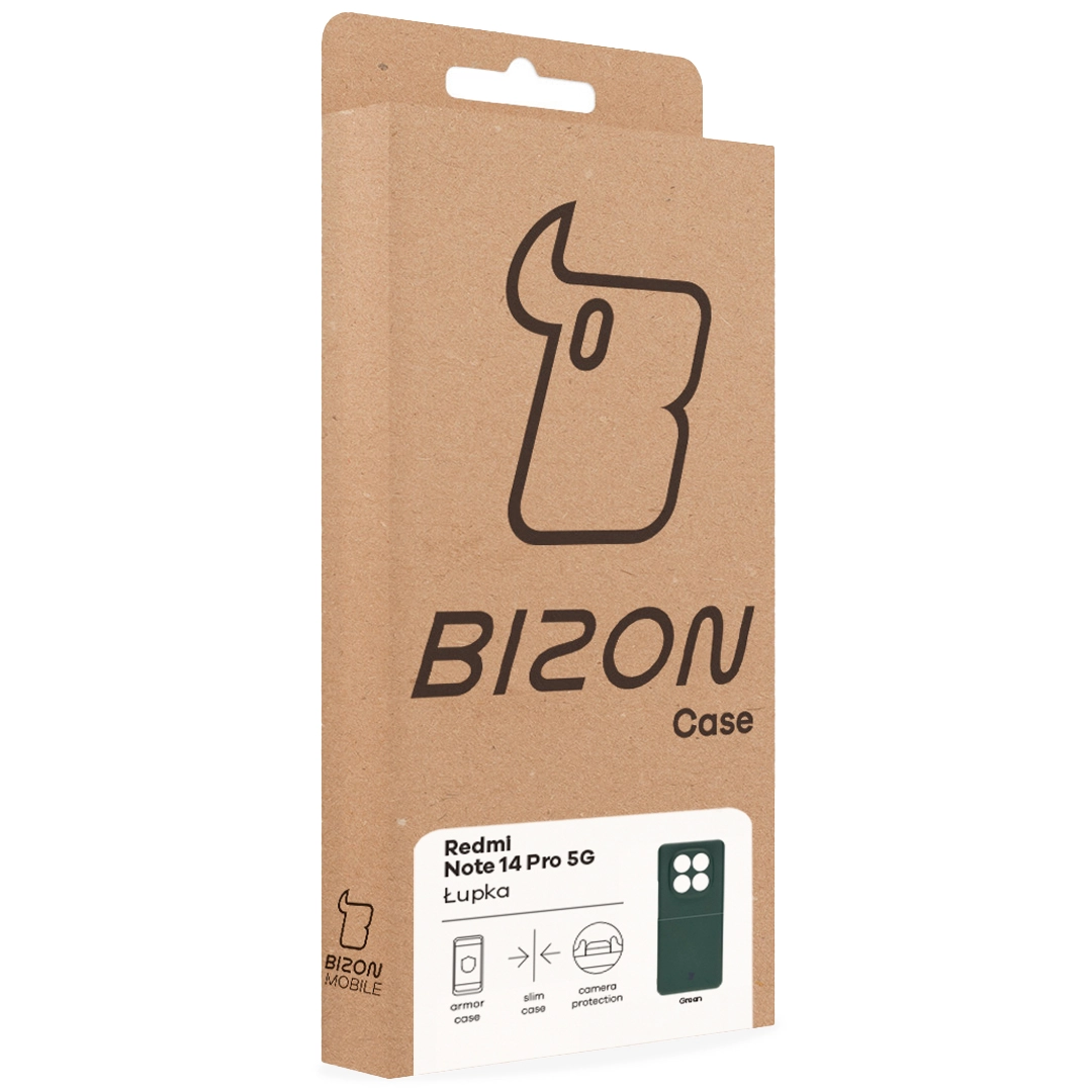 Przód pudełka Bizon Case z dedykowaną etykietą do Xiaomi Redmi Note 14 Pro 5G