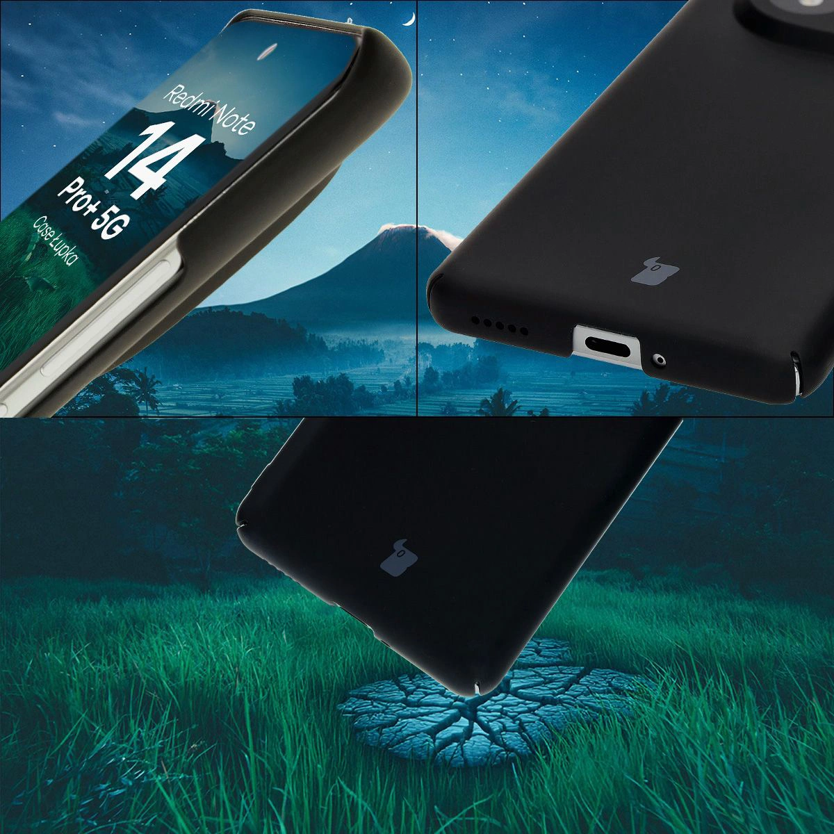 Zintegrowane osłony na przyciski, wycięcia i twardy materiał etui Bizon Case Łupka do Xiaomi Redmi Note 14 Pro Plus 5G