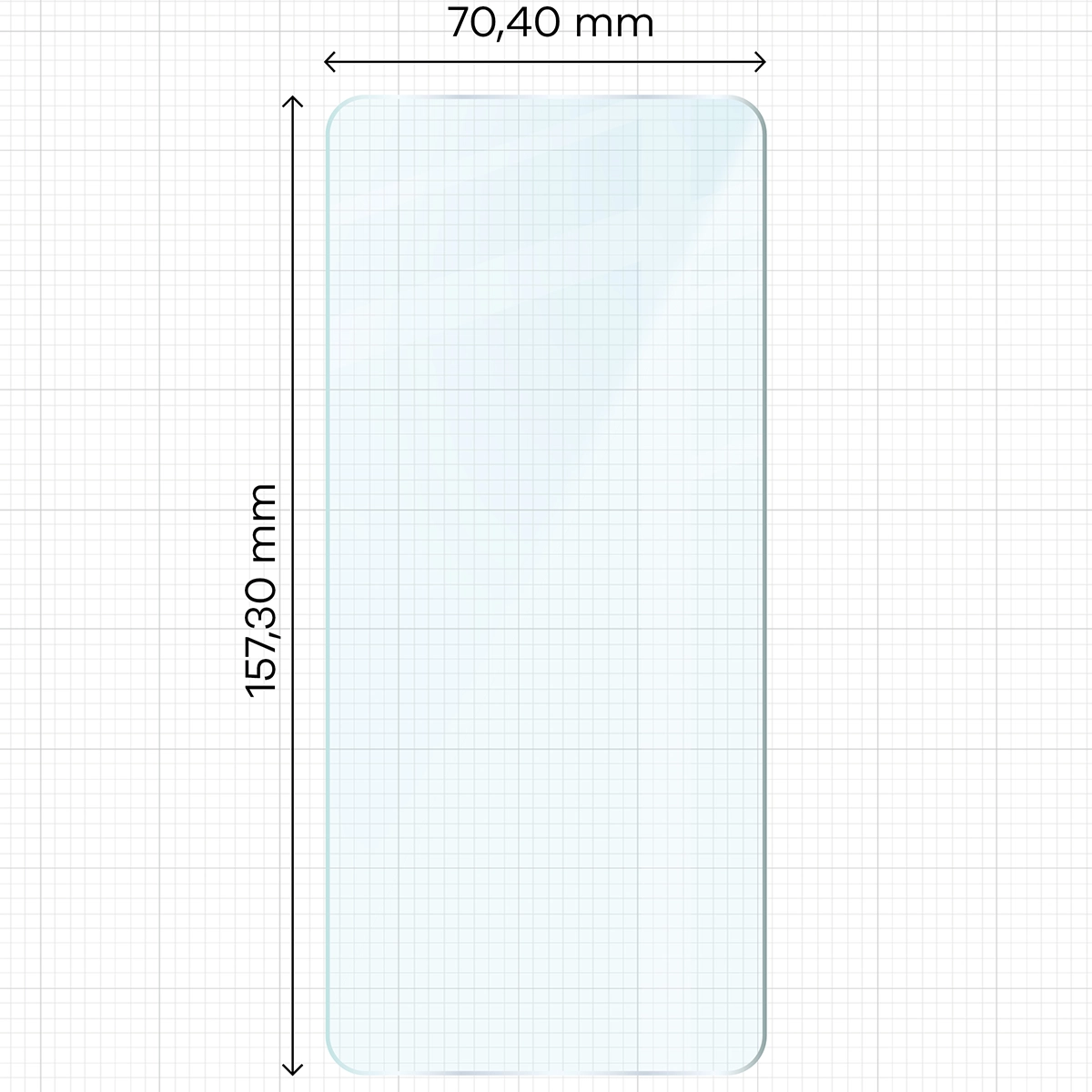 Miarka z wymiarami szkła hartowanego Bizon Glass Clear Duo do Xiaomi Redmi Note 14 4G / Xiaomi Redmi Note 14 5G / Xiaomi POCO M7 Pro 5G
