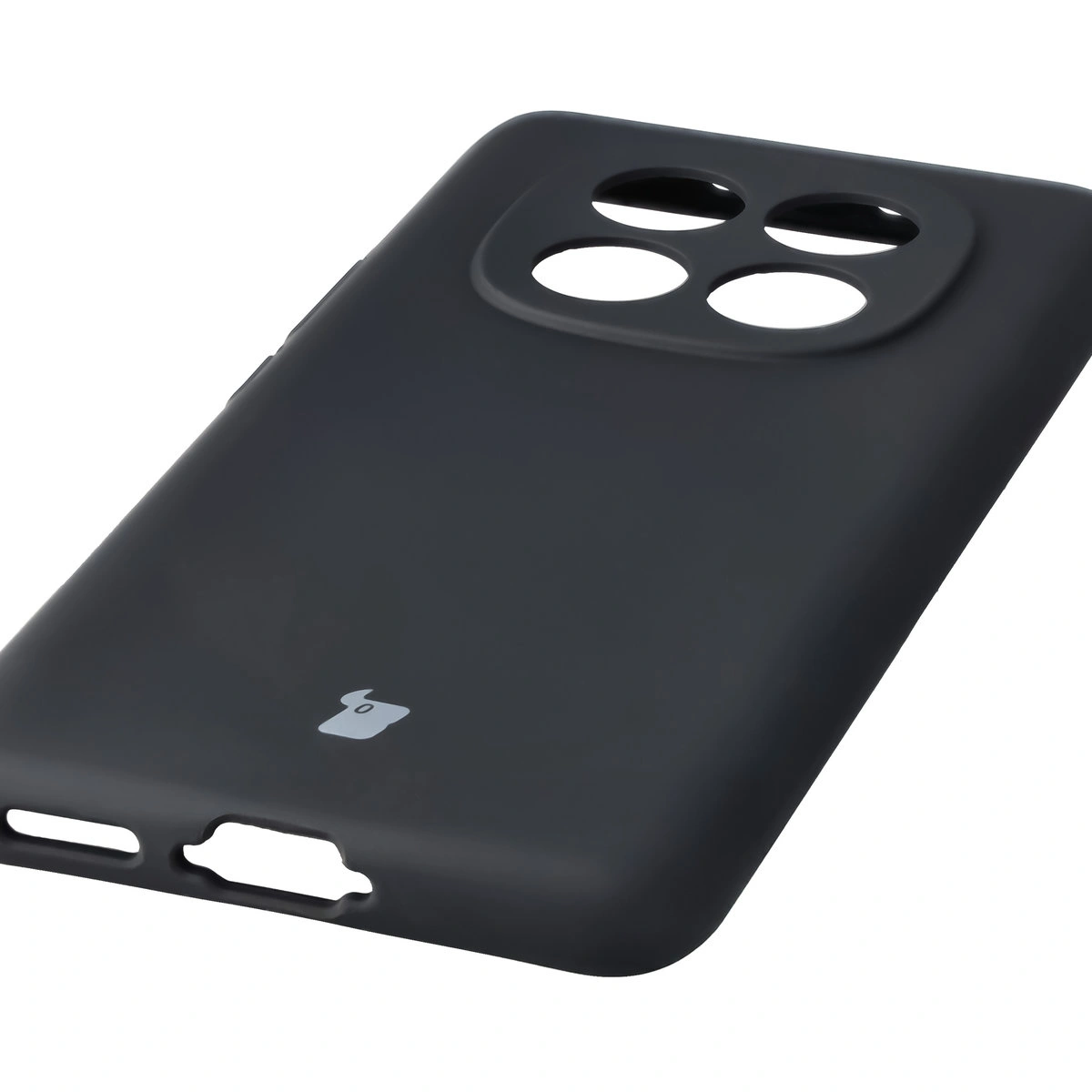 Zbliżenie na precyzyjne wycięcia i możliwość ładowania indukcyjnego w etui Bizon Soft Case do Xiaomi Redmi Note 15 / Xiaomi POCO M8 5G