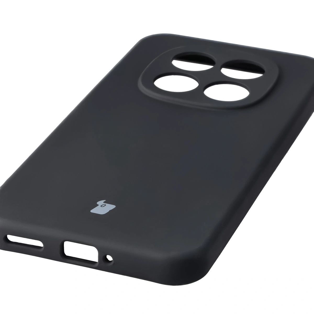 Zbliżenie na precyzyjne wycięcia i możliwość ładowania indukcyjnego w etui Bizon Soft Case do Xiaomi Redmi Note 15 Pro 5G