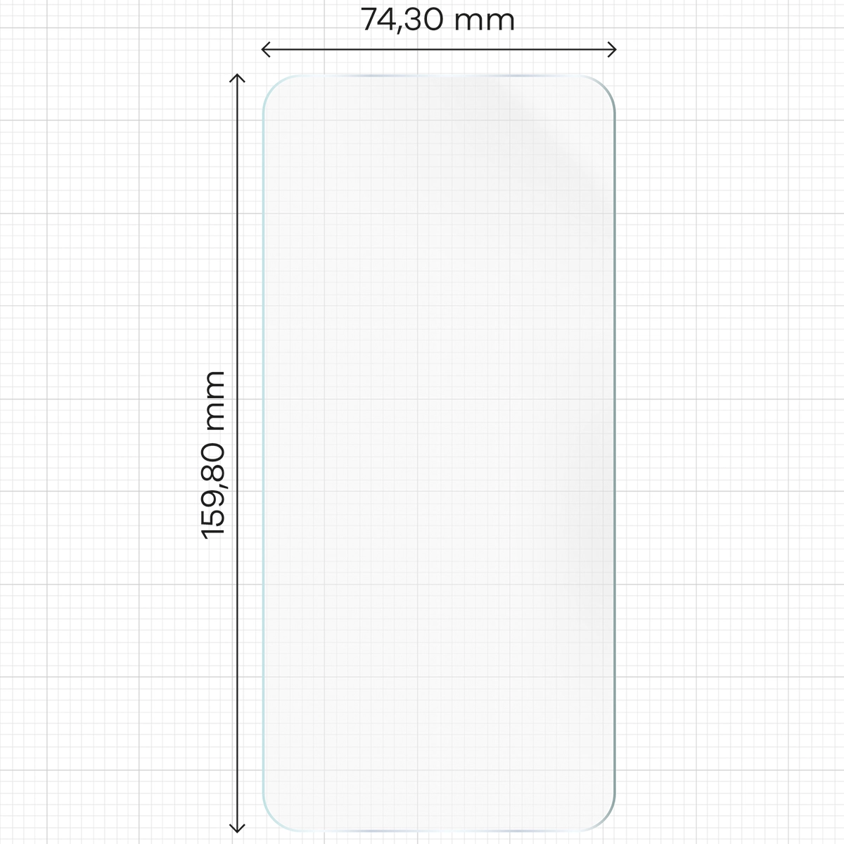 Miarka z wymiarami folii hydrożelowej Bizon Film Hydrogel Front Duo do Xiaomi Redmi Note 15 4G / Xiaomi Redmi Note 15 5G / Xiaomi Redmi Note 15 Pro 4G / Xiaomi Poco M8 5G