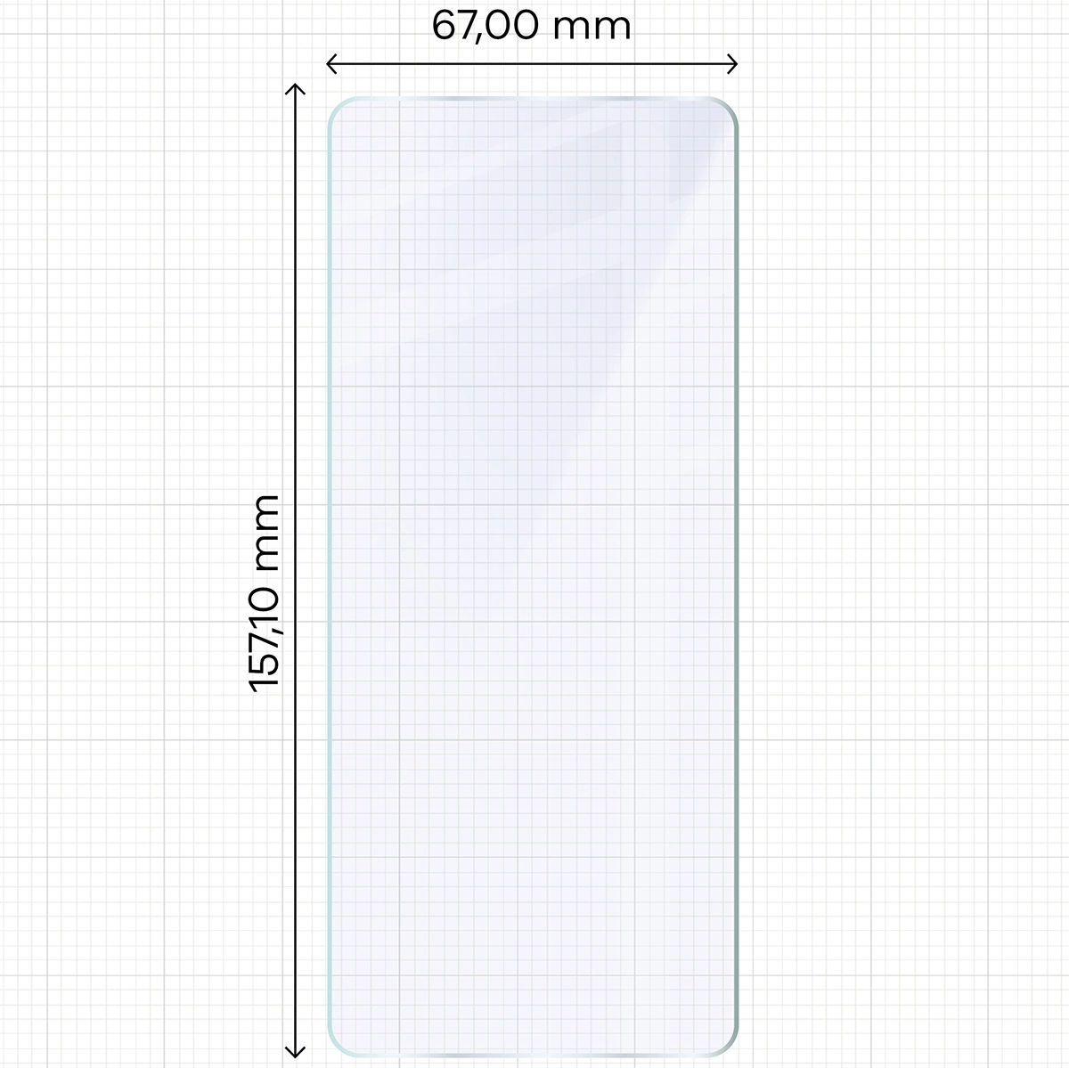 Miarka z wymiarami szkła hybrydowego Bizon Hybrid Mule Duo do Xiaomi Redmi Note 15 4G / 5G