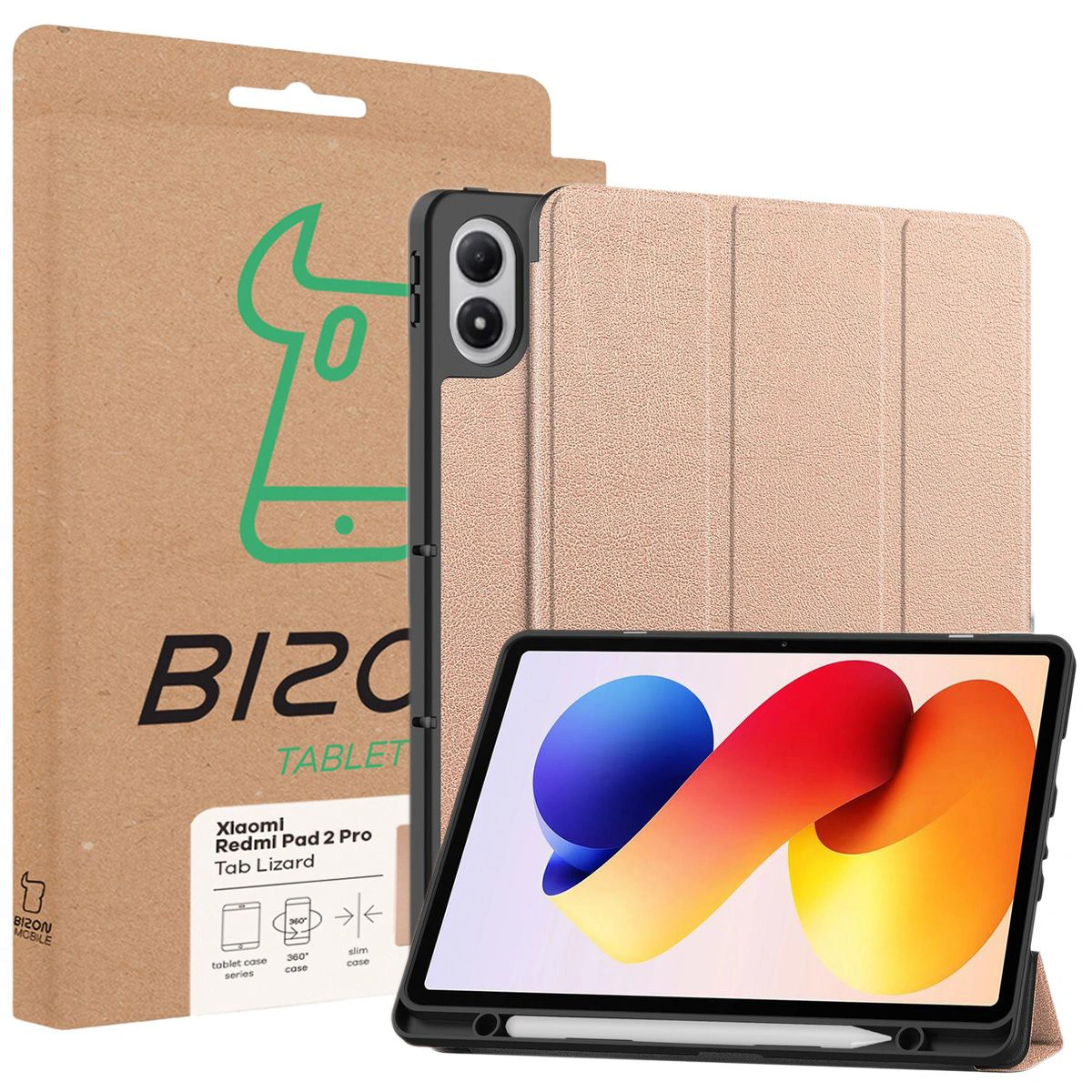 Przód pudełka Bizon Case z dedykowaną etykietą do Xiaomi Redmi Pad 2 Pro
