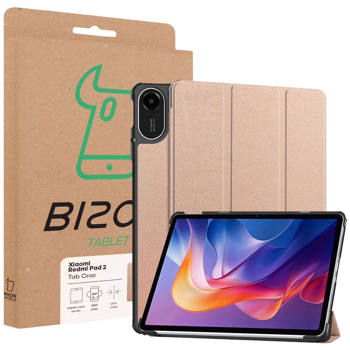 Przód pudełka Bizon Case z dedykowaną etykietą do Xiaomi Redmi Pad 2