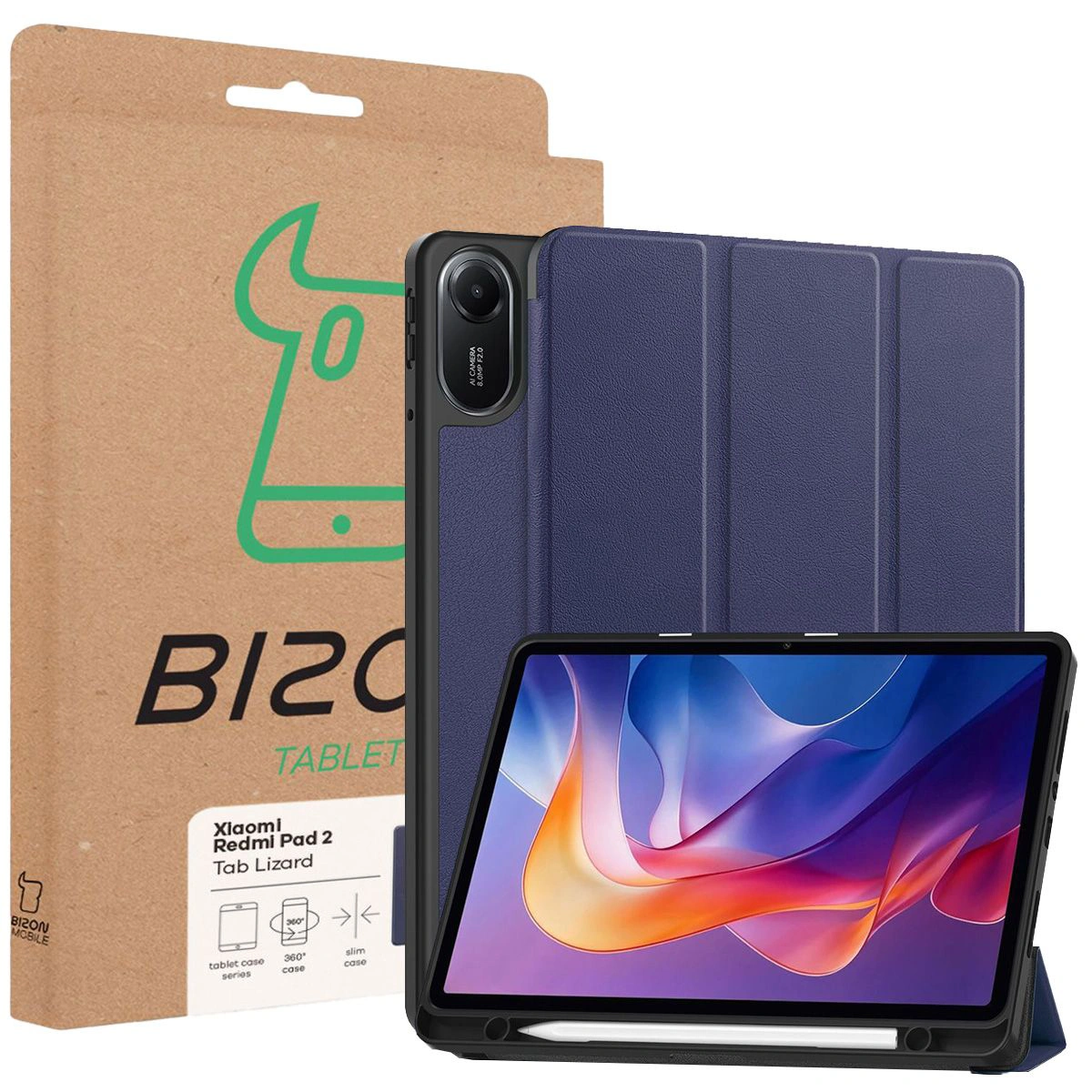 Przód pudełka Bizon Case z dedykowaną etykietą do Xiaomi Redmi Pad 2
