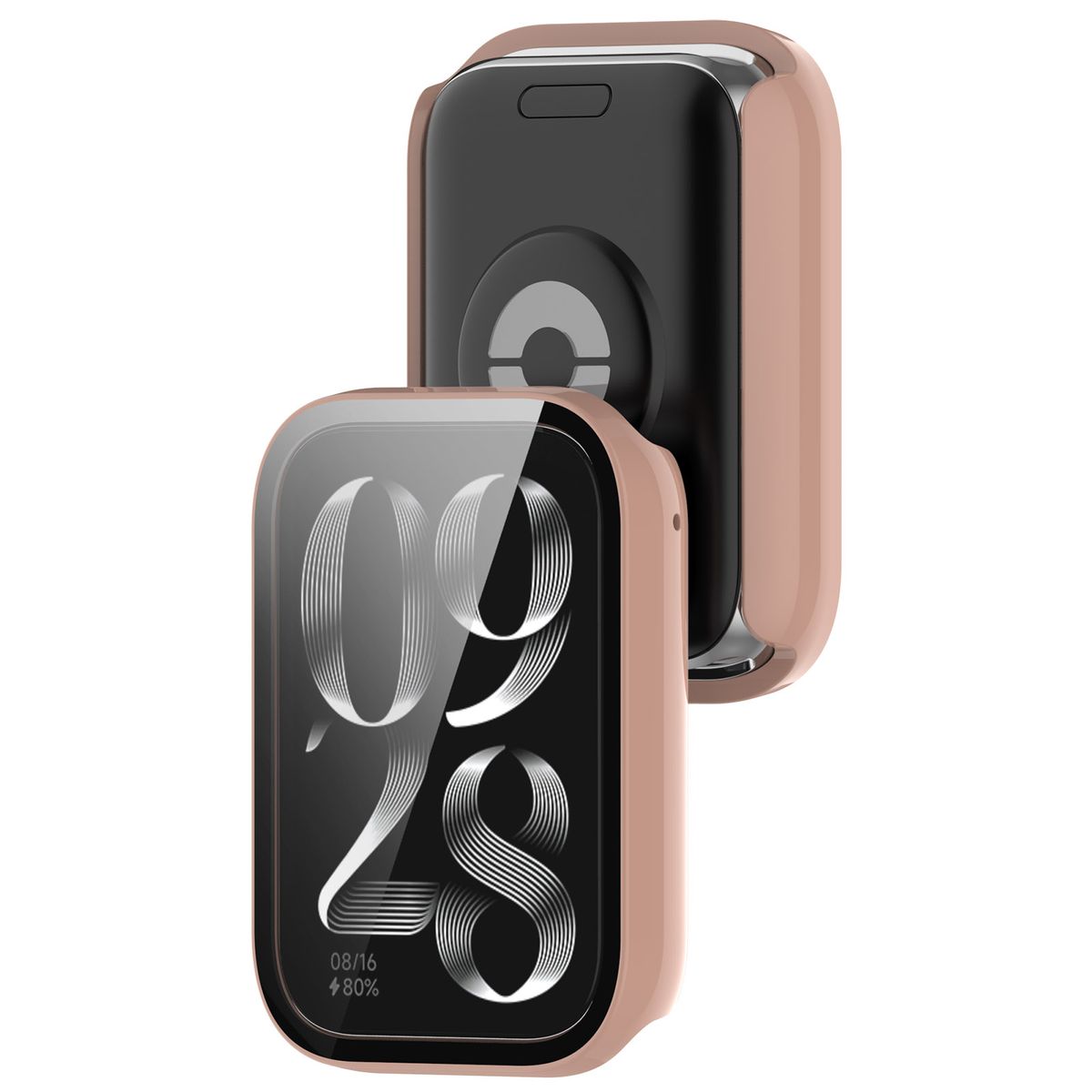 Etui ze szkłem do zegarka Bizon Case Watch Adamo do Xiaomi Mi Smart Band 9 Pro, różówe