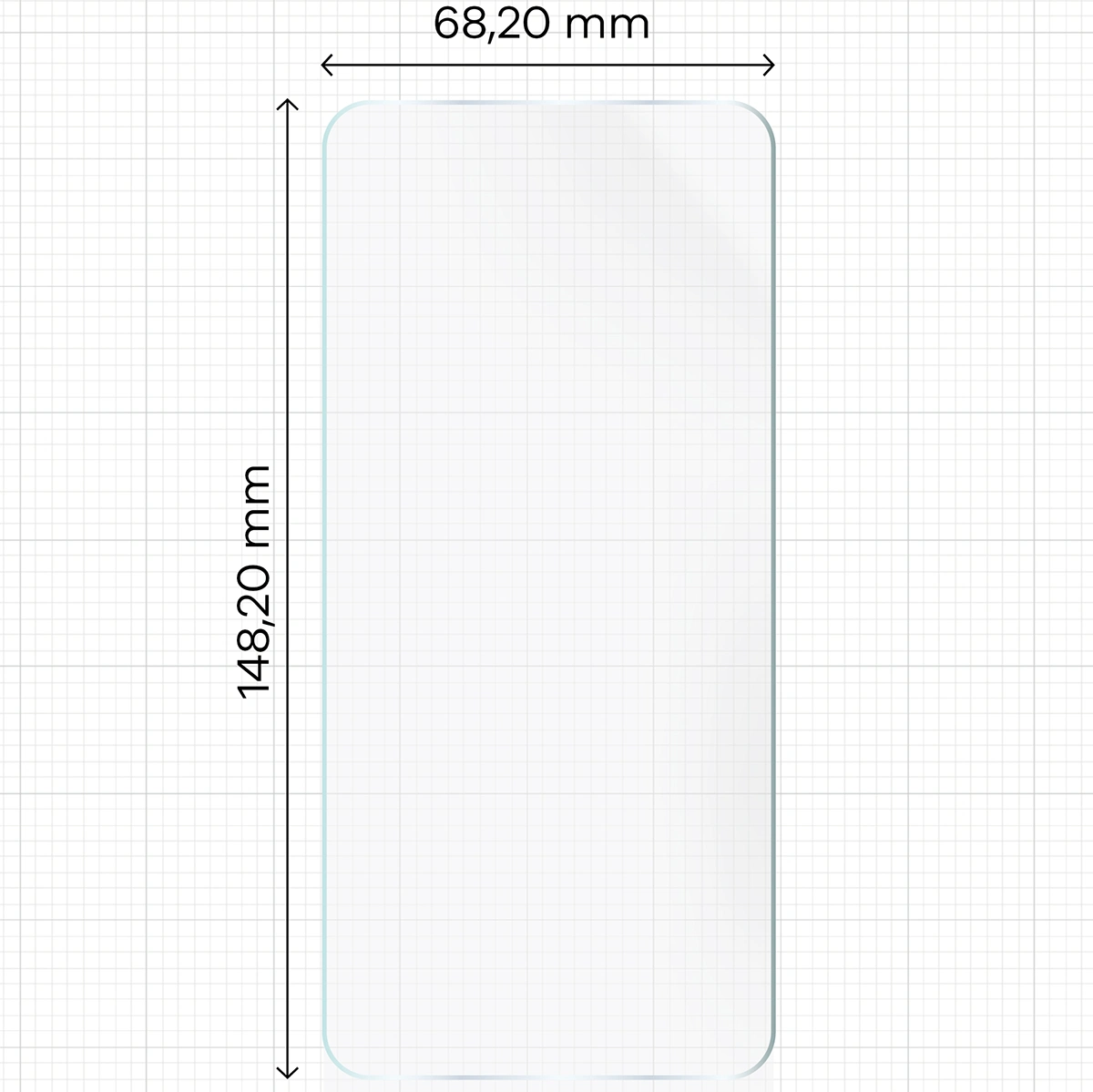 Miarka z wymiarami folii hydrożelowej Bizon Film Hydrogel Front do Xiaomi 14 / 13