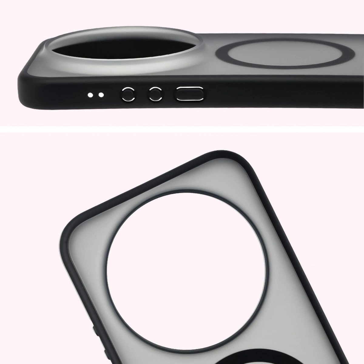 Pełne wycięcie i podwyższone krawędzie aparatu w etui Bizon Case MatteO do Xiaomi 17 Ultra