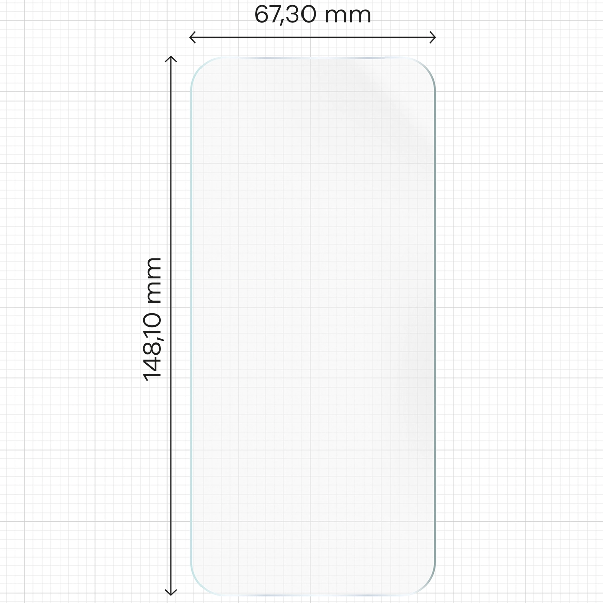 Miarka z wymiarami folii hydrożelowej Bizon Film Hydrogel Front do Xiaomi 17