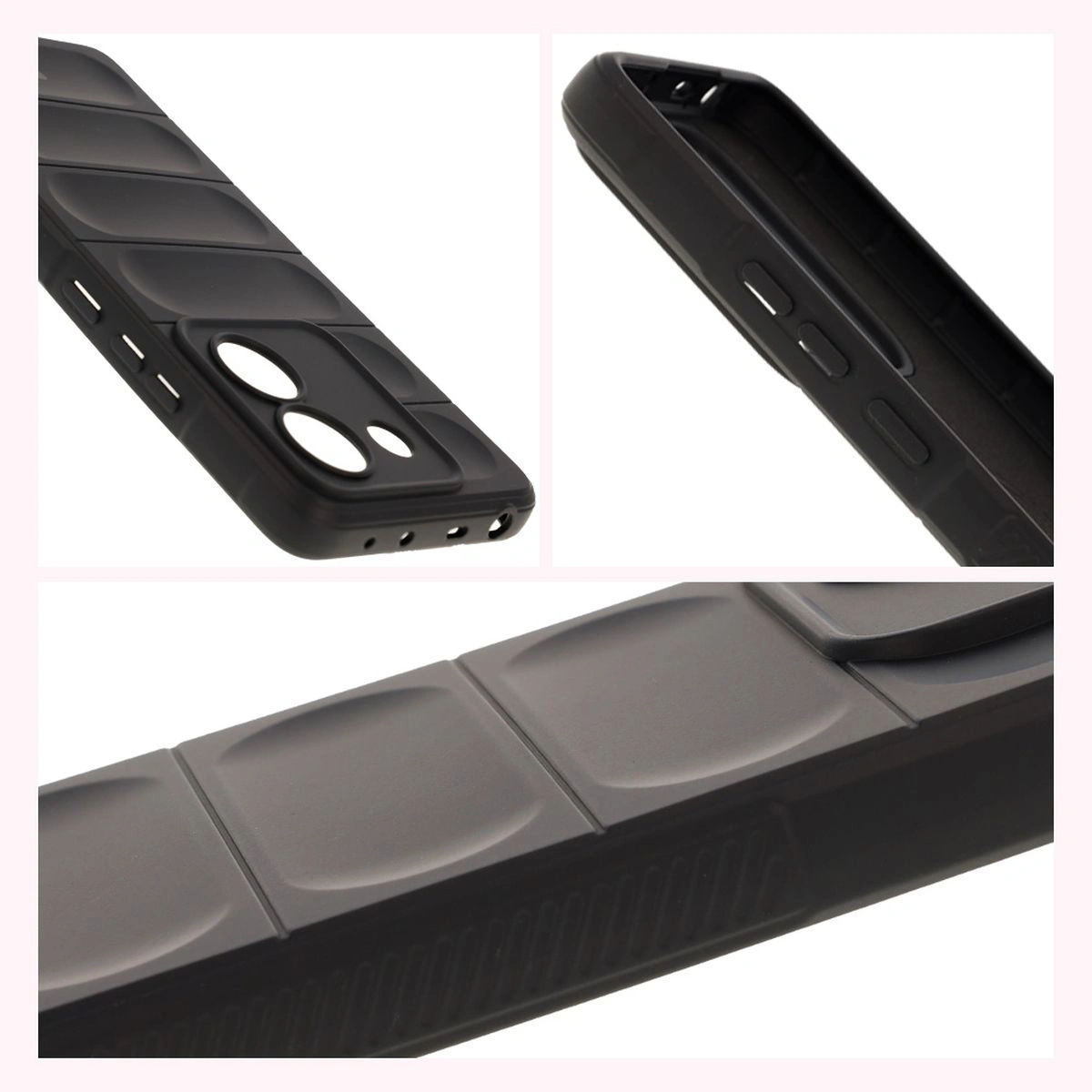 Teksturowane boki i podwyższone krawędzie ekranu i aparatu w etui Bizon Case Tur do Xiaomi Poco M7 Pro 5G