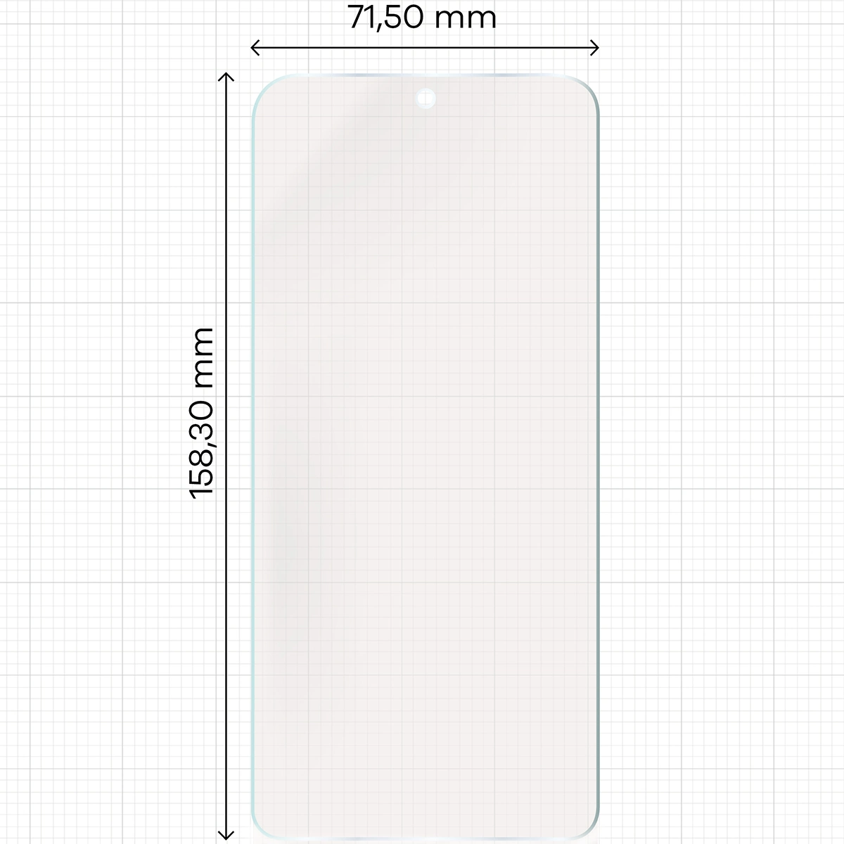 Miarka z wymiarami folii matowej Bizon Film Sun do Xiaomi Poco M7 Pro 5G