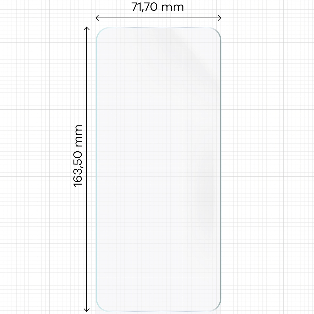 Miarka z wymiarami folii hydrożelowej Bizon Film Hydrogel Front Duo do Xiaomi Redmi A5 4G / Xiaomi POCO C71 4G